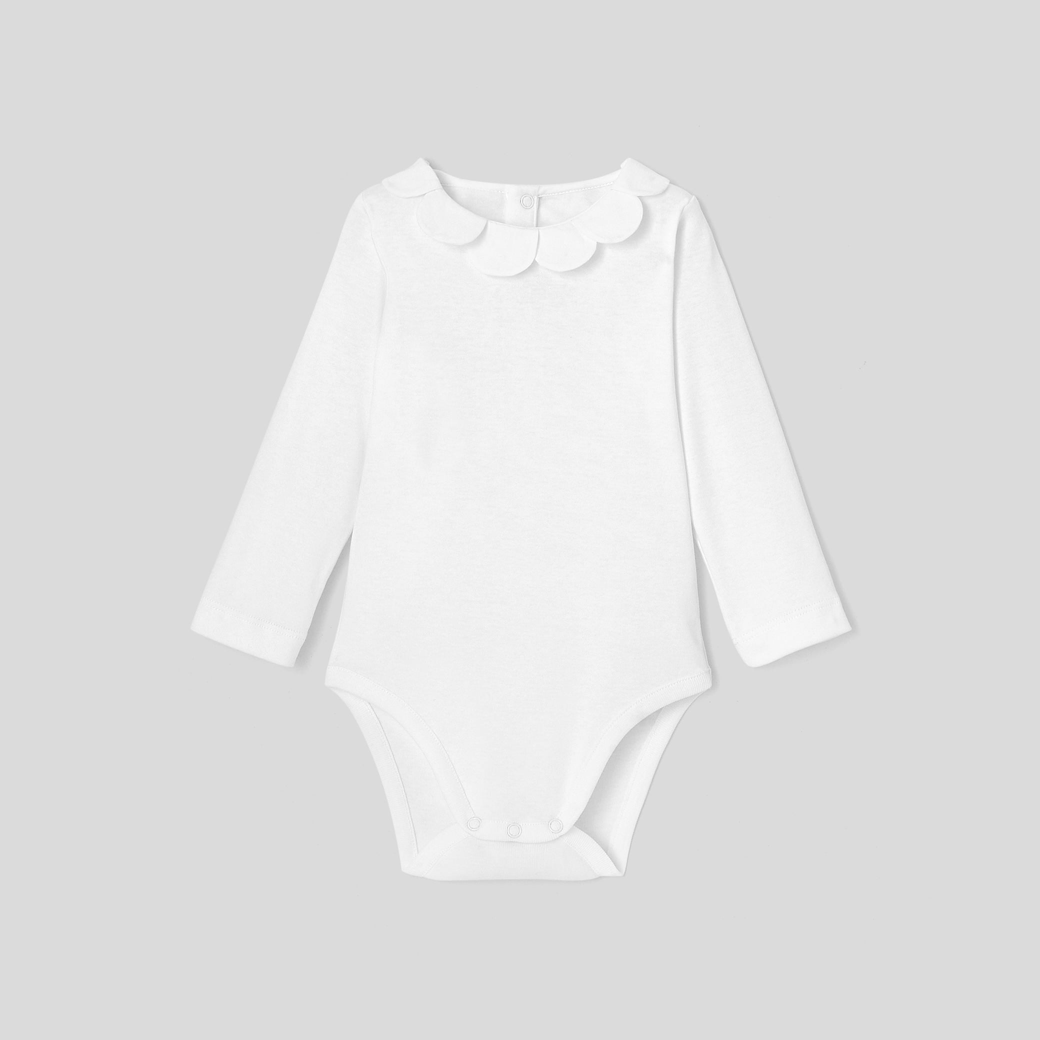 Baby girl bodysuit with petal collar
