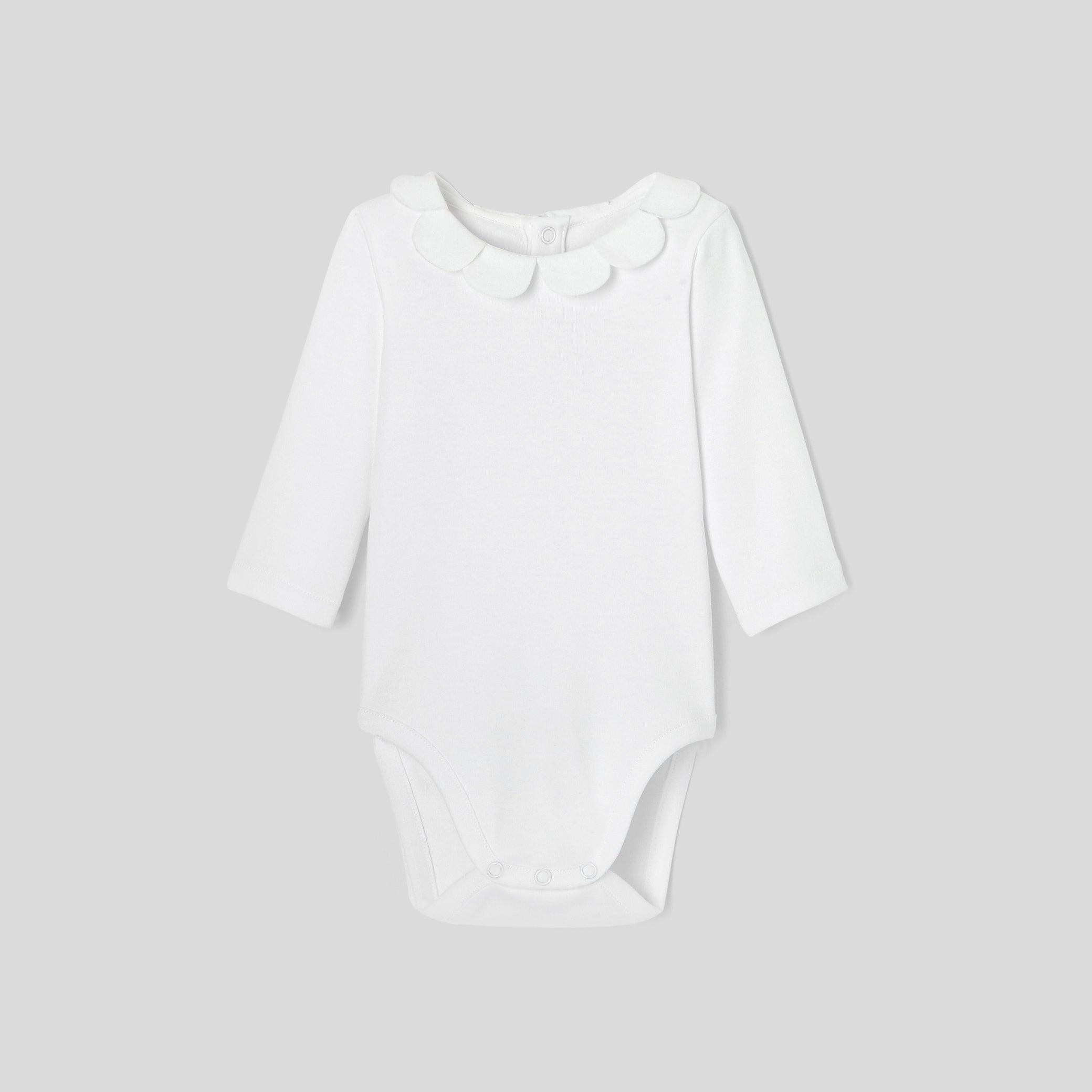 Baby girl bodysuit with petal collar