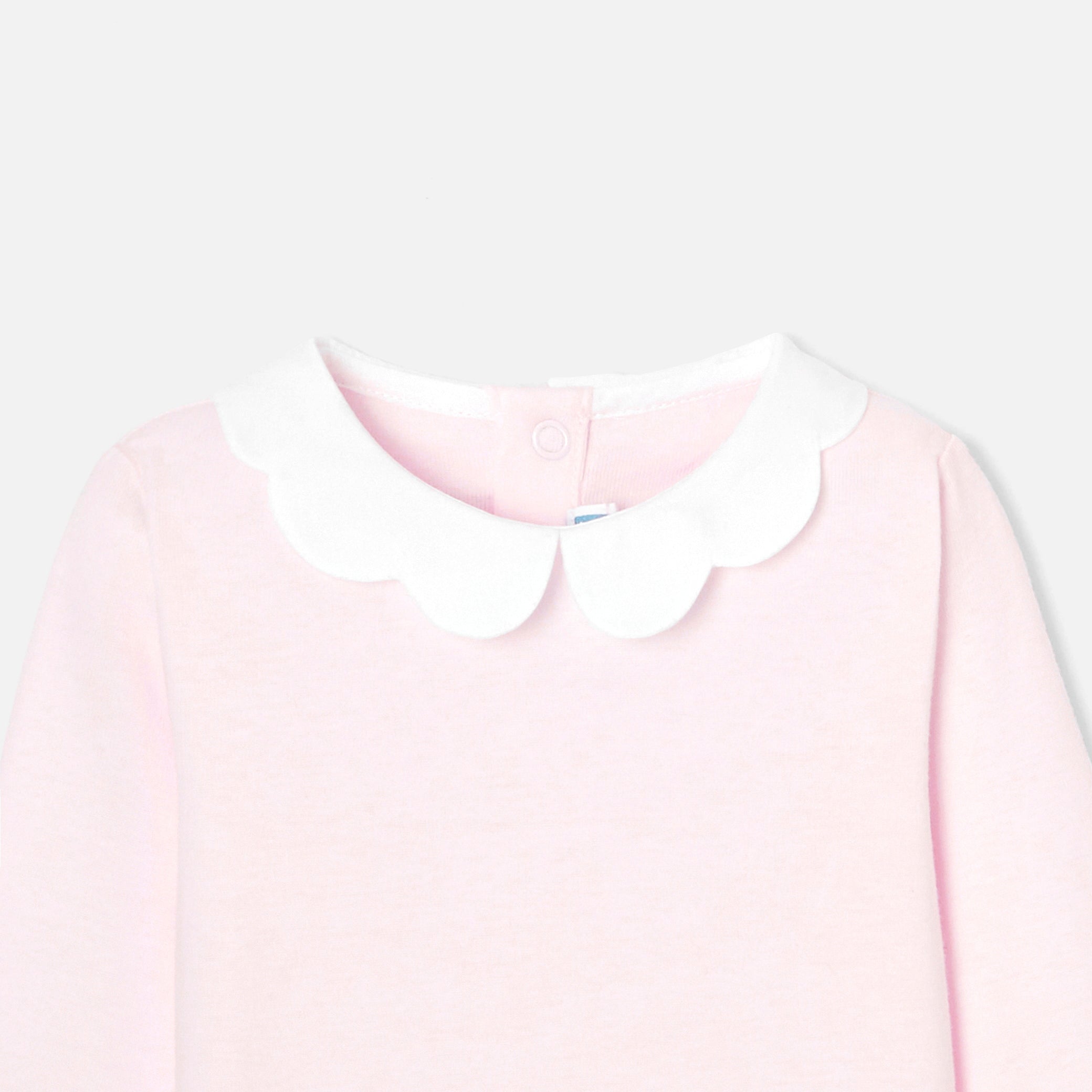 Baby girl bodysuit with scalloped collar