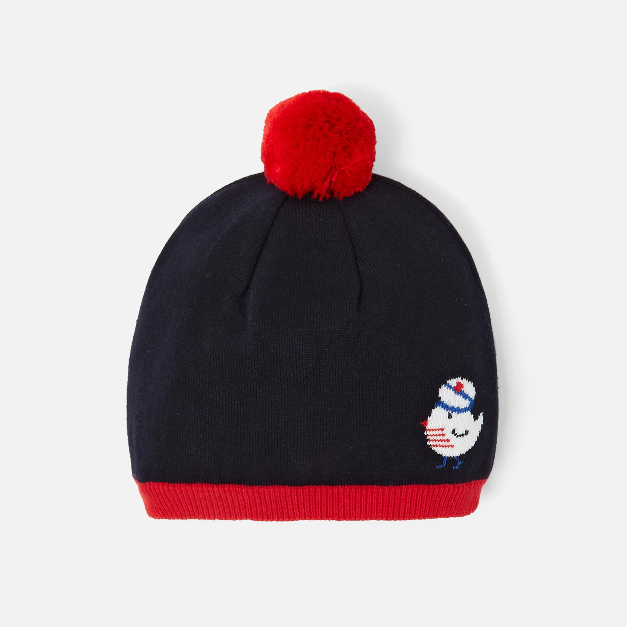 Toddler boy pompom knit hat