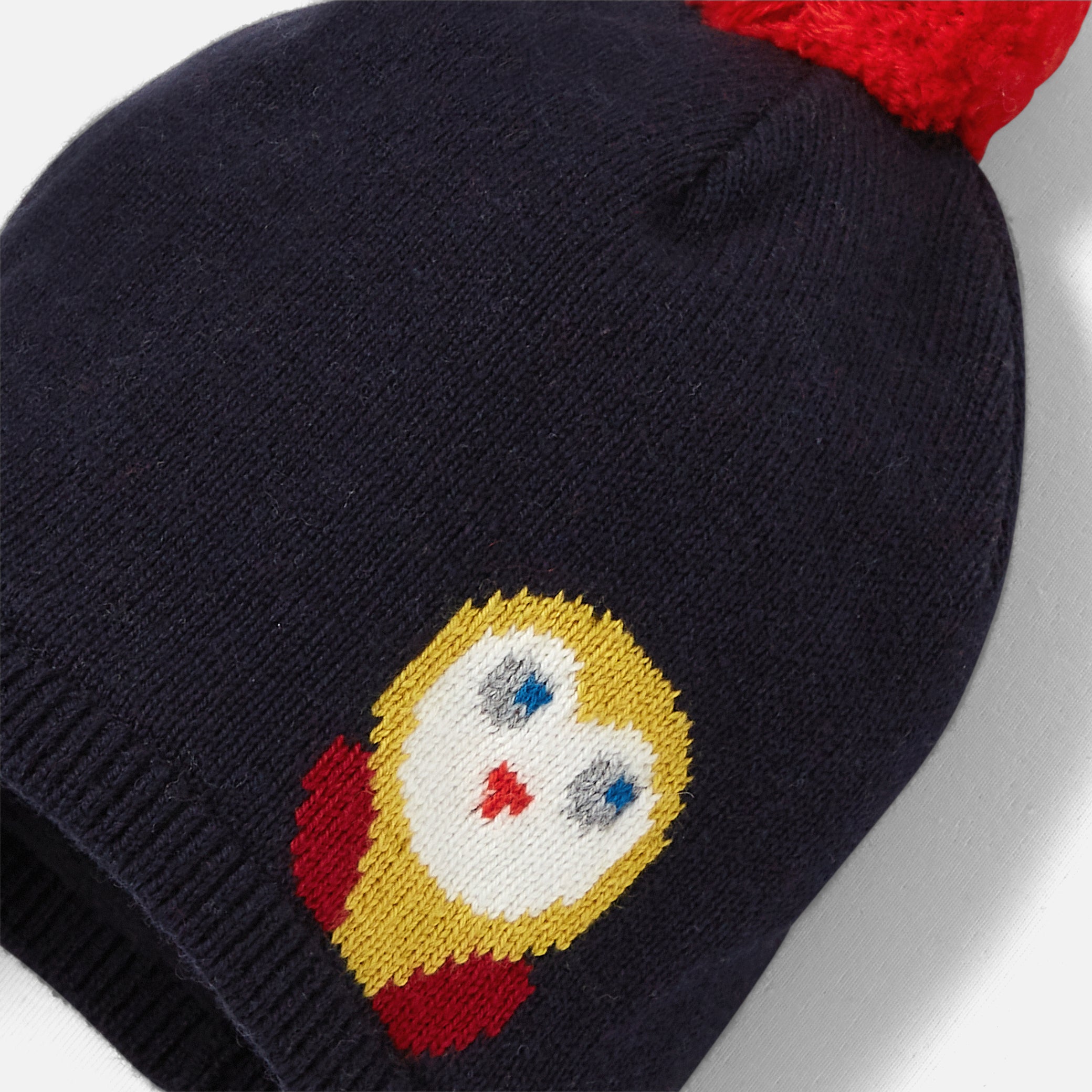 Baby boy knit pompom hat