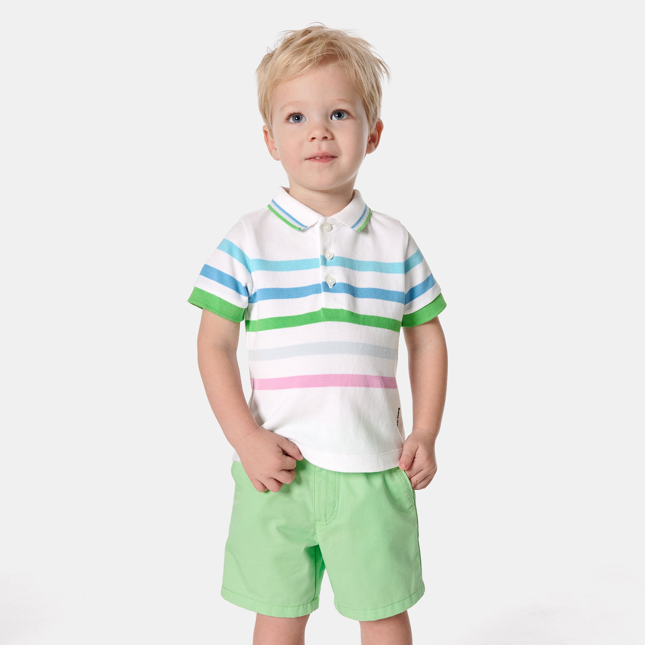 Toddler boy striped polo shirt