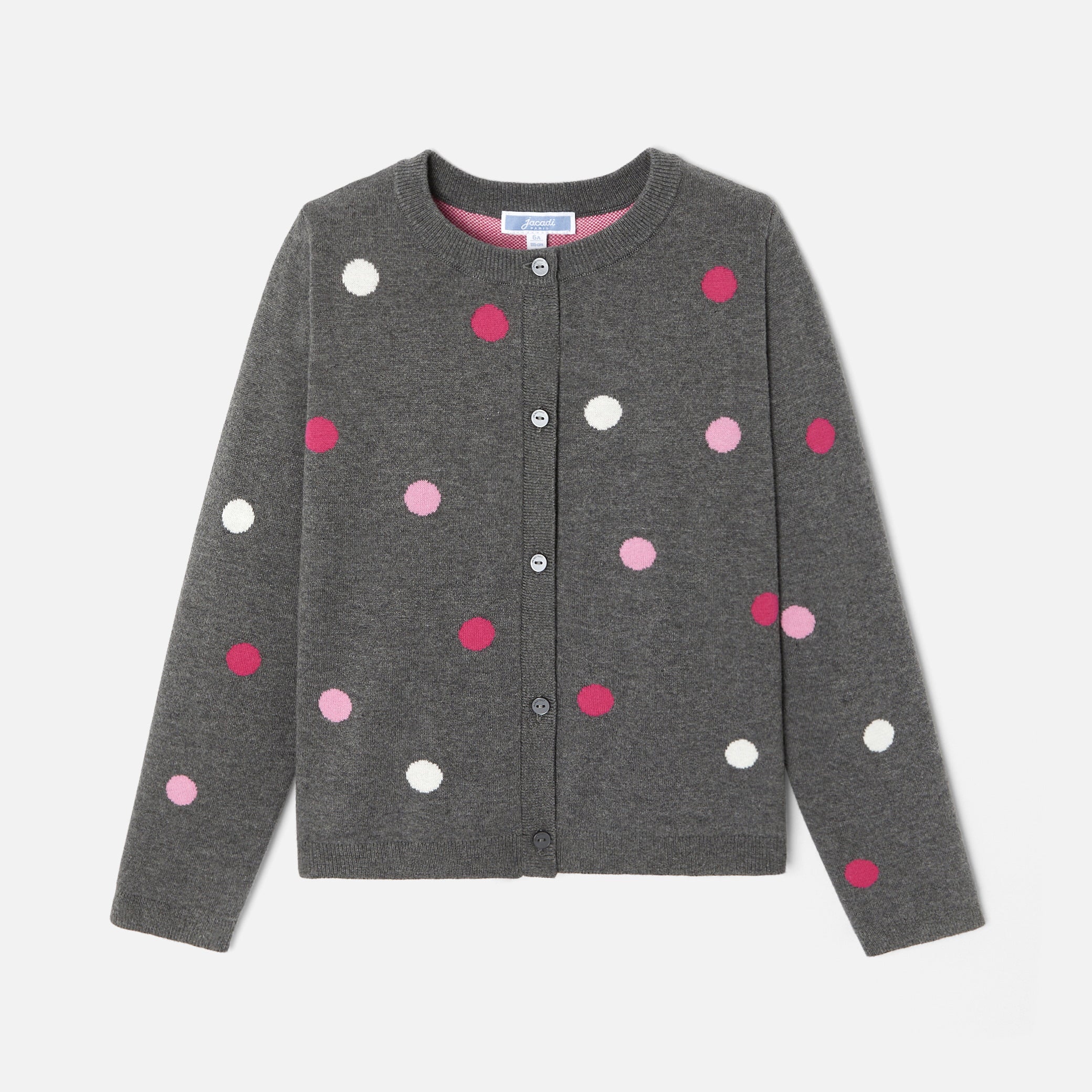 Girl jacquard polka dot cardigan