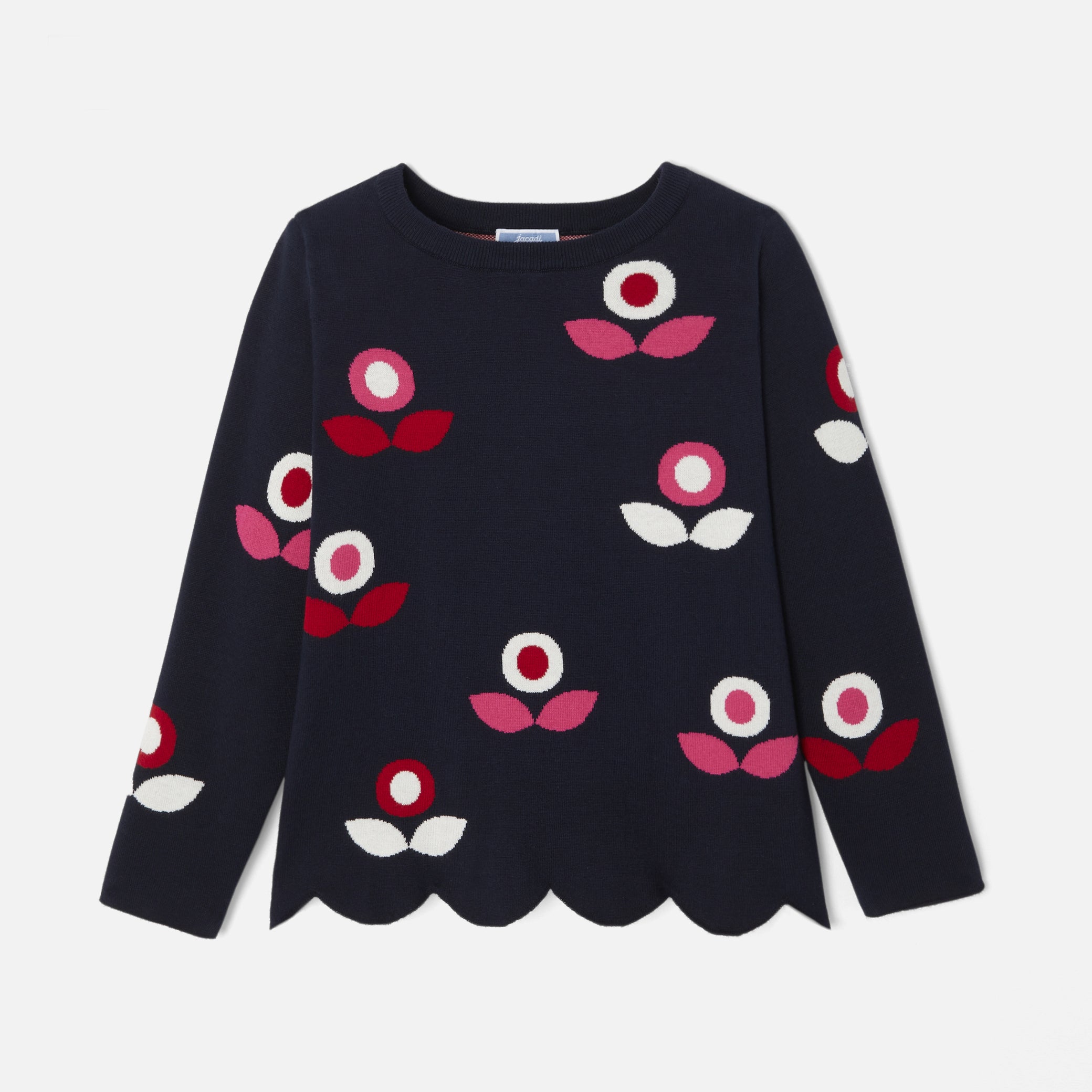 Girl jacquard sweater with flowers