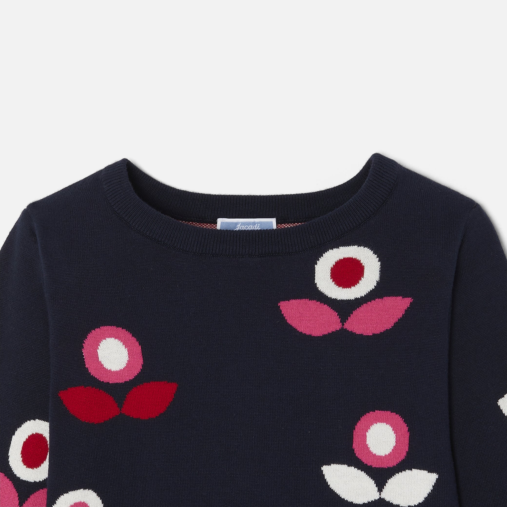 Girl jacquard sweater with flowers