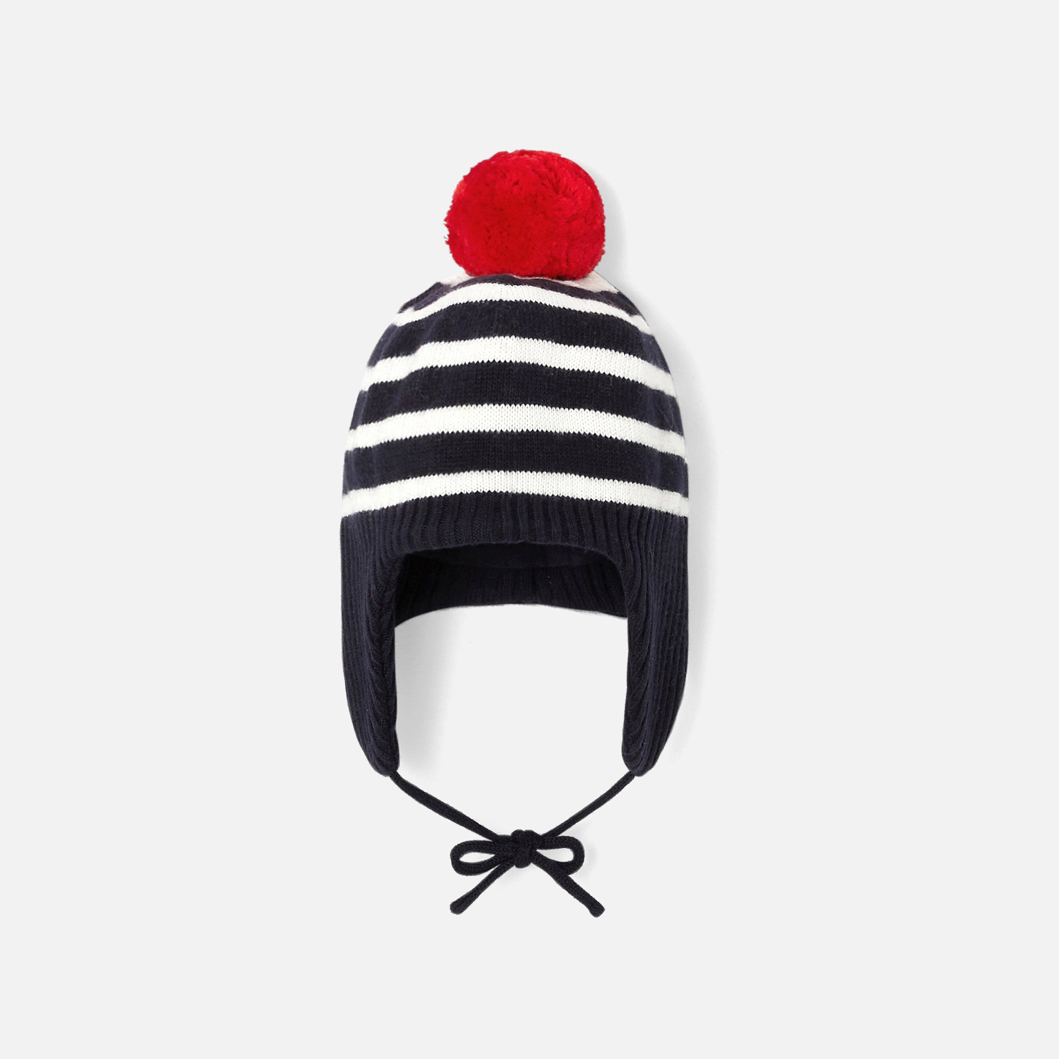 Toddler boy pompom knit hat