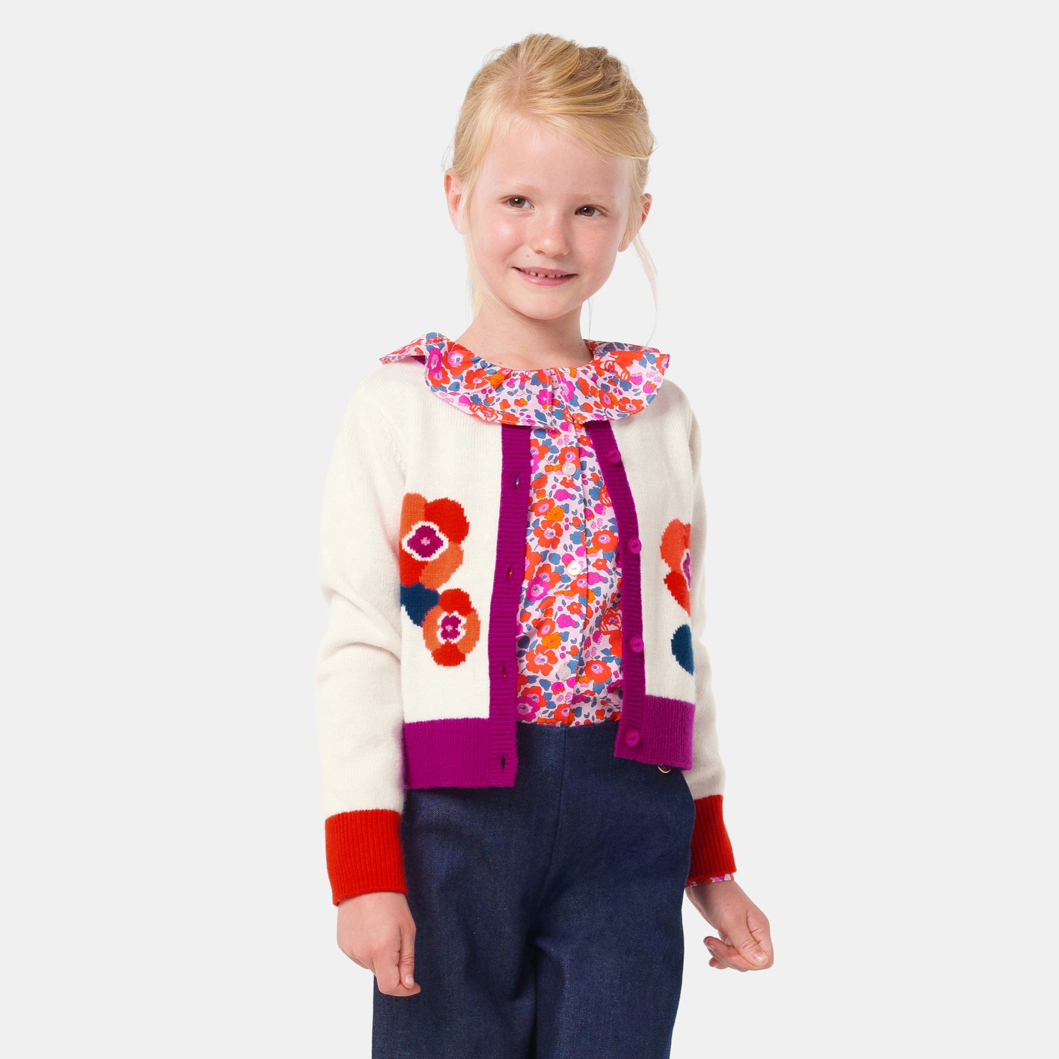 Girl intarsia cardigan