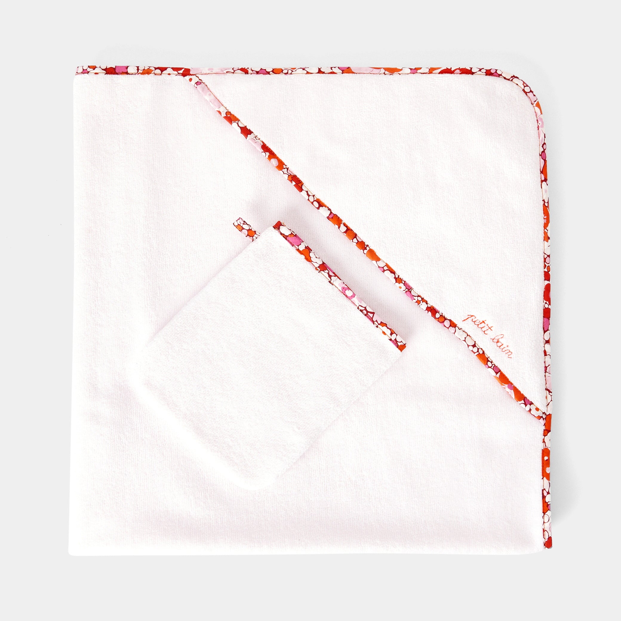 Baby girl bath towel with Liberty fabric