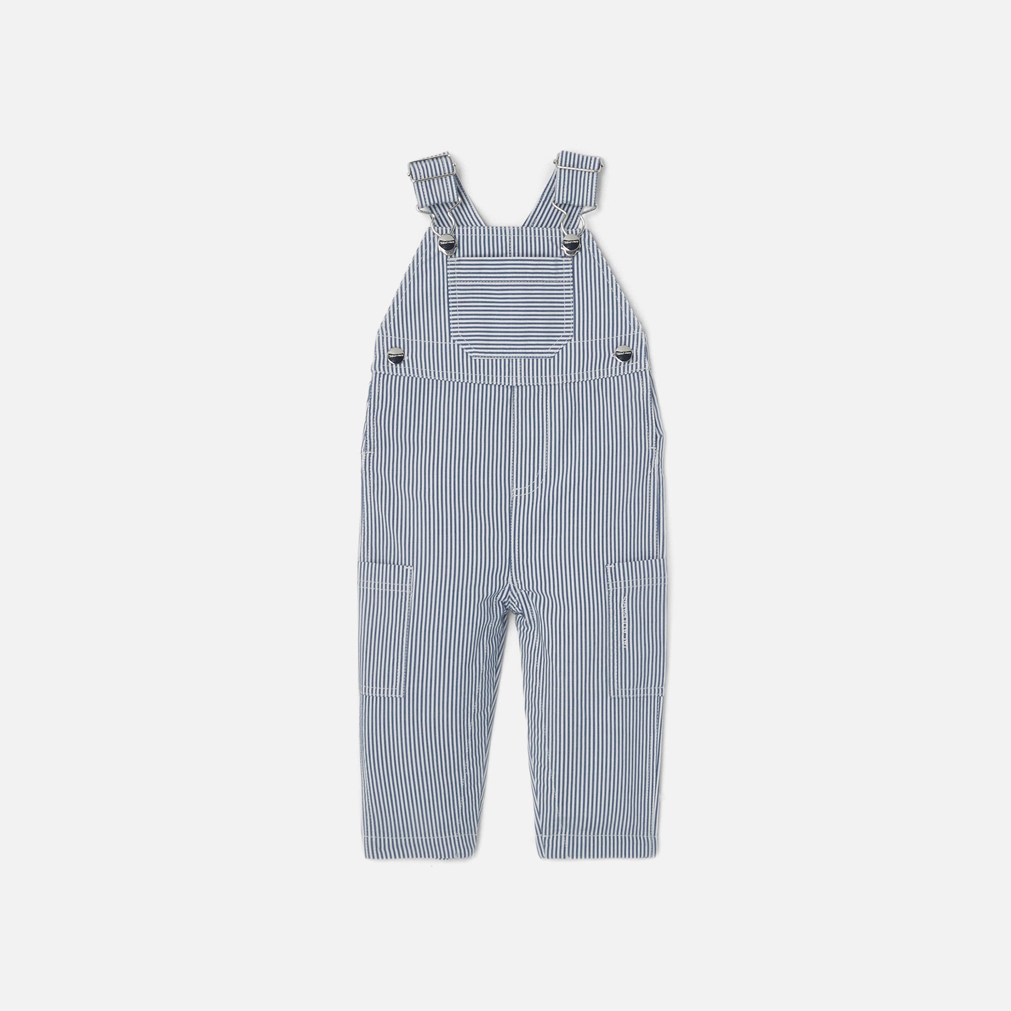 Toddler boy overalls in striped twill