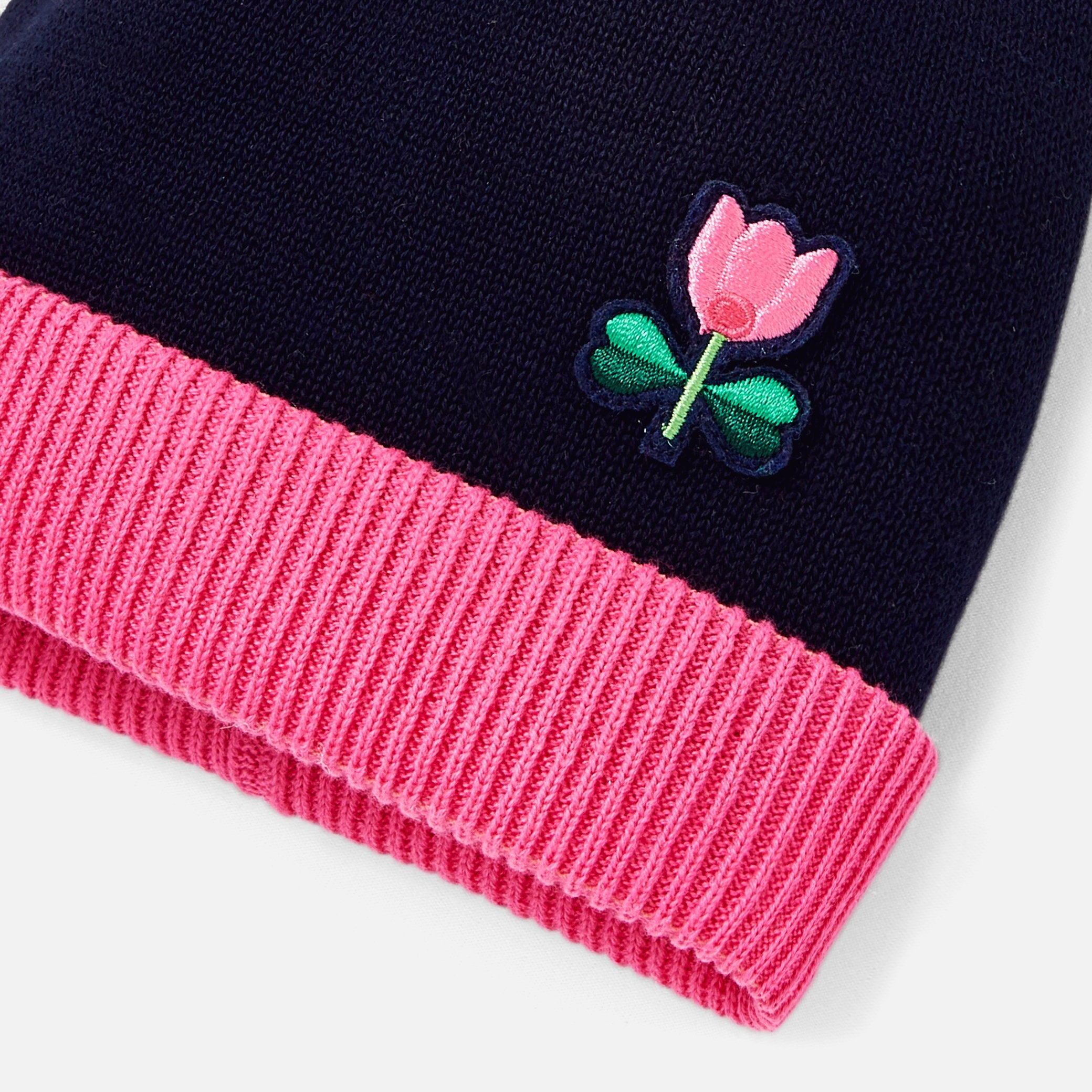 Toddler girl knit hat with pompom