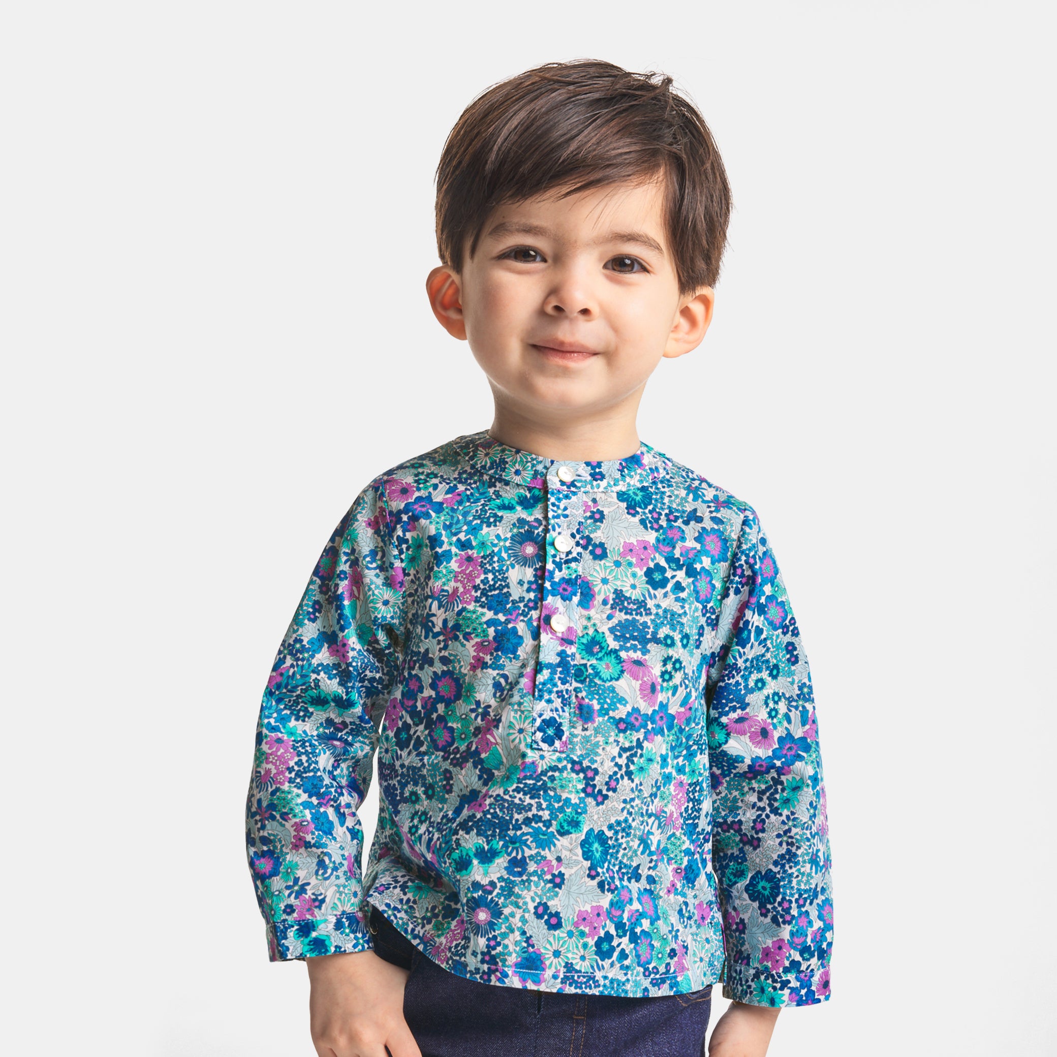 Toddler boy shirt in Liberty fabric