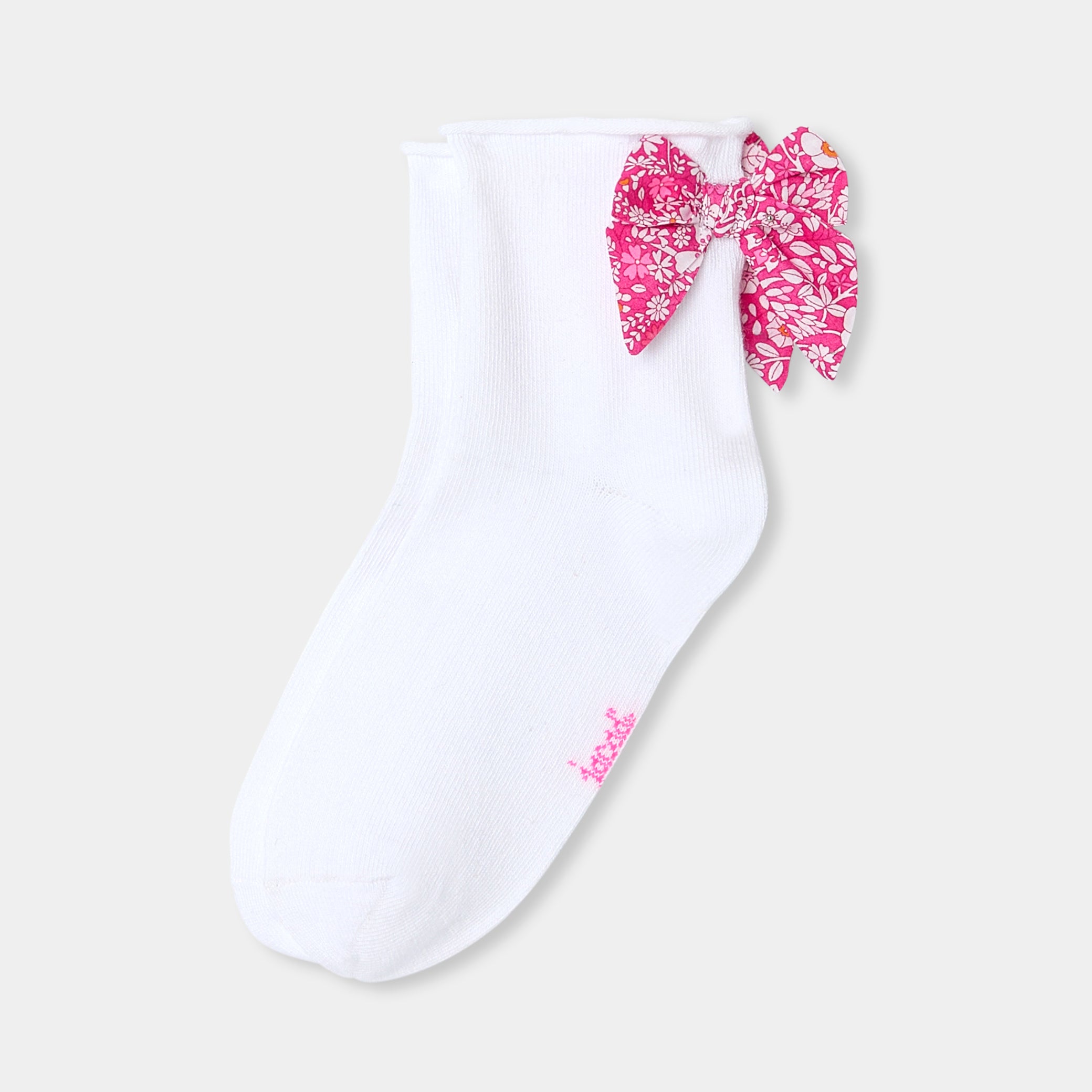 Girl socks with Liberty fabric bow