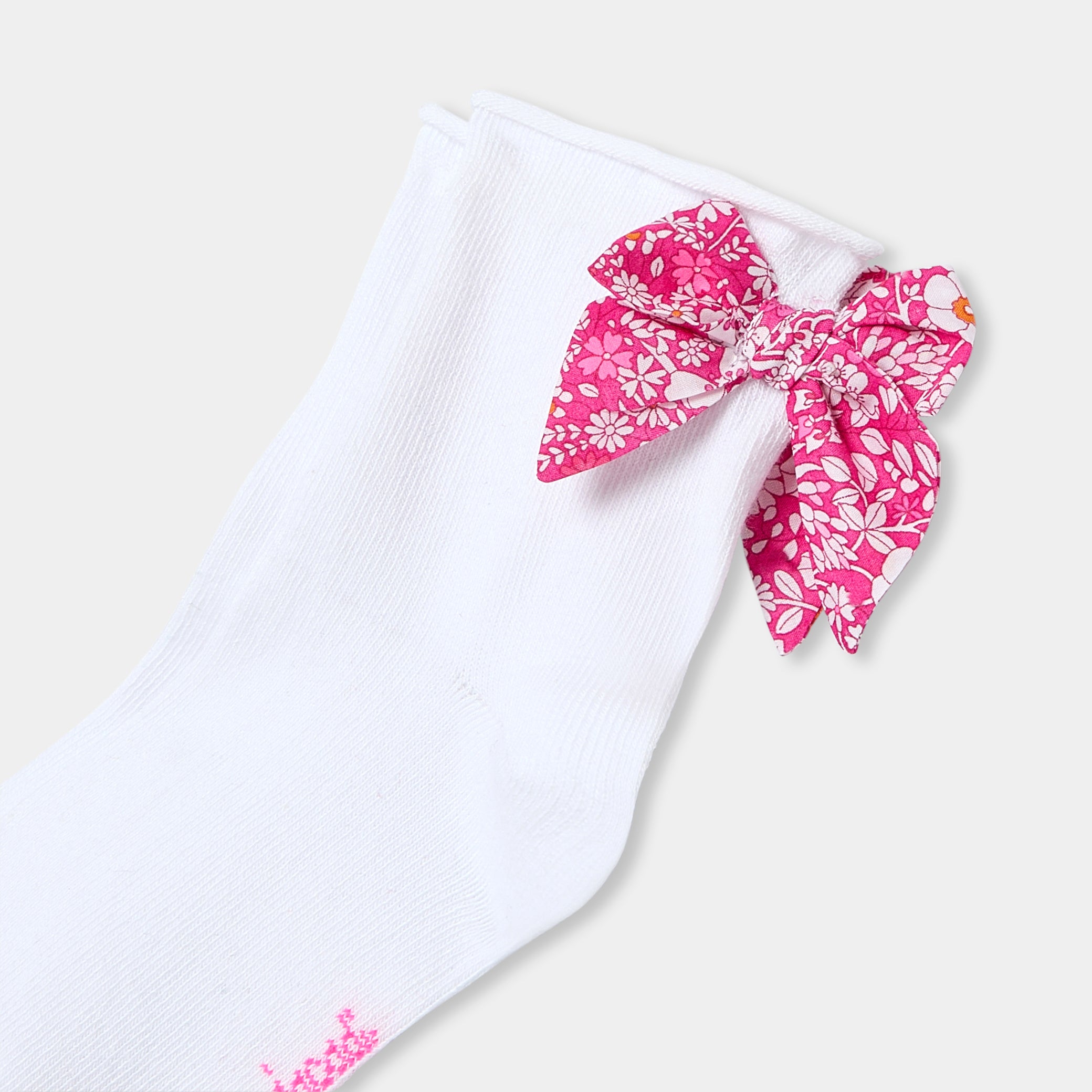 Girl socks with Liberty fabric bow