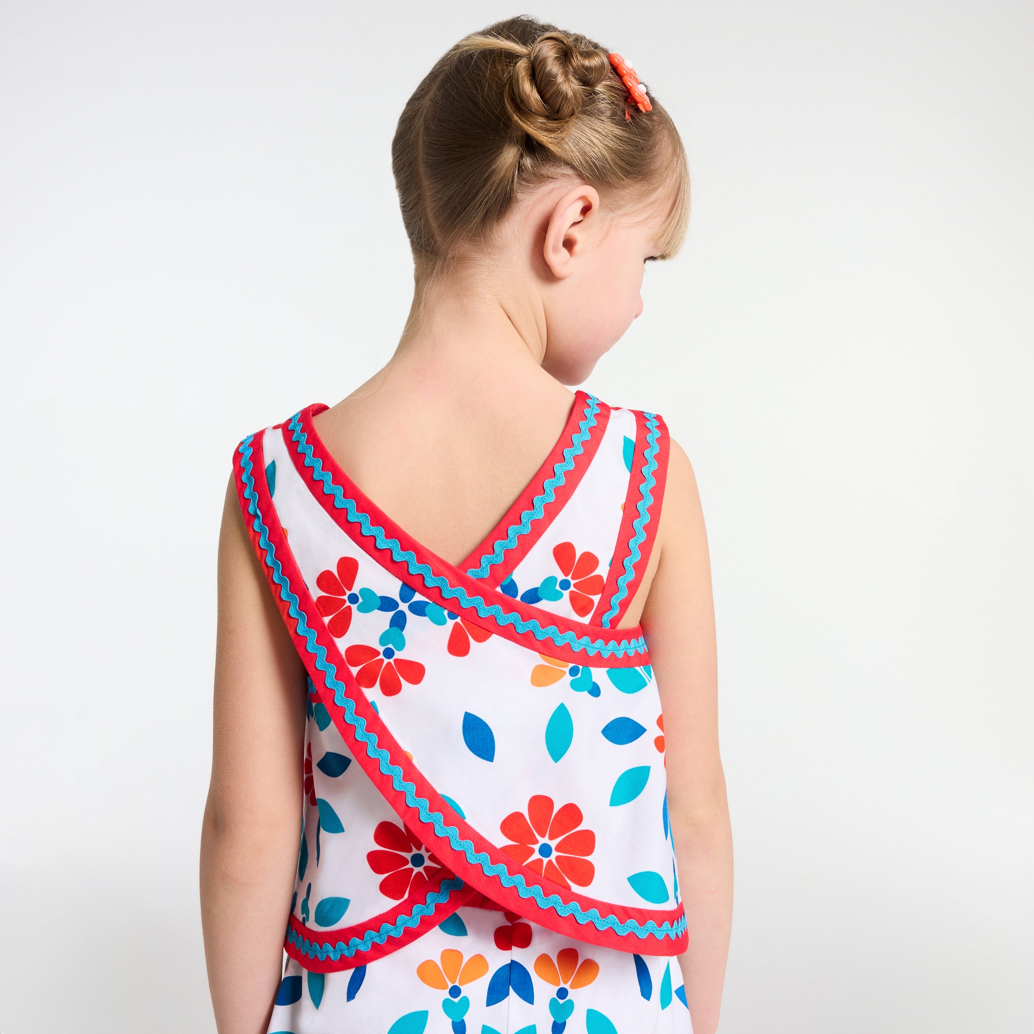 Girl cross-back top in poplin