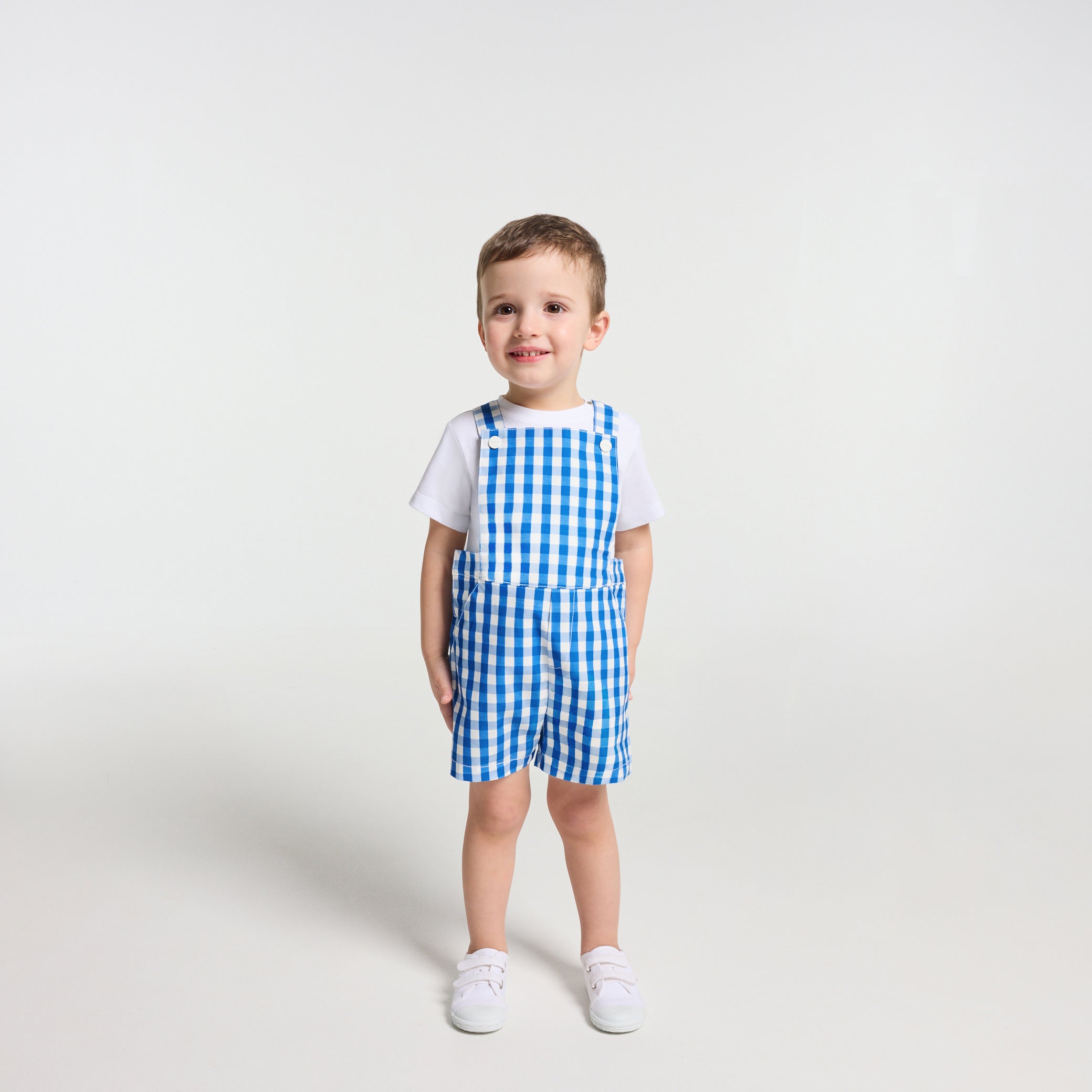 Baby boy short romper in gingham