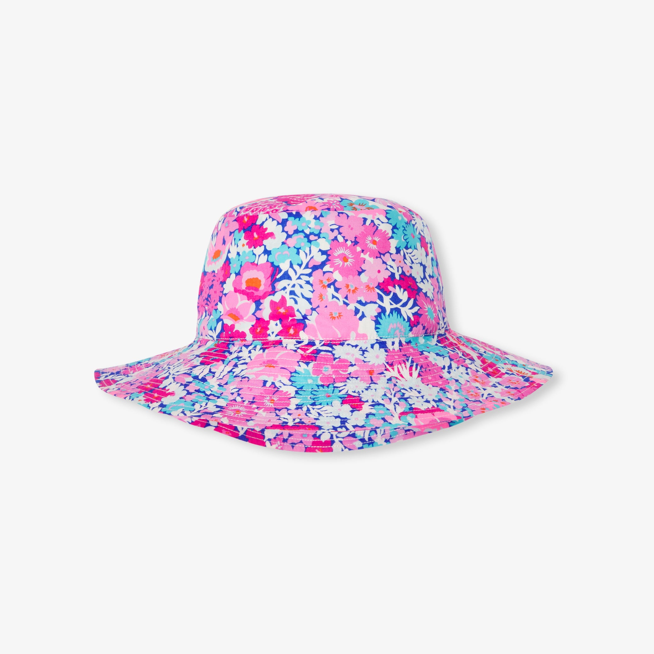 Girl large brim hat in Liberty fabric