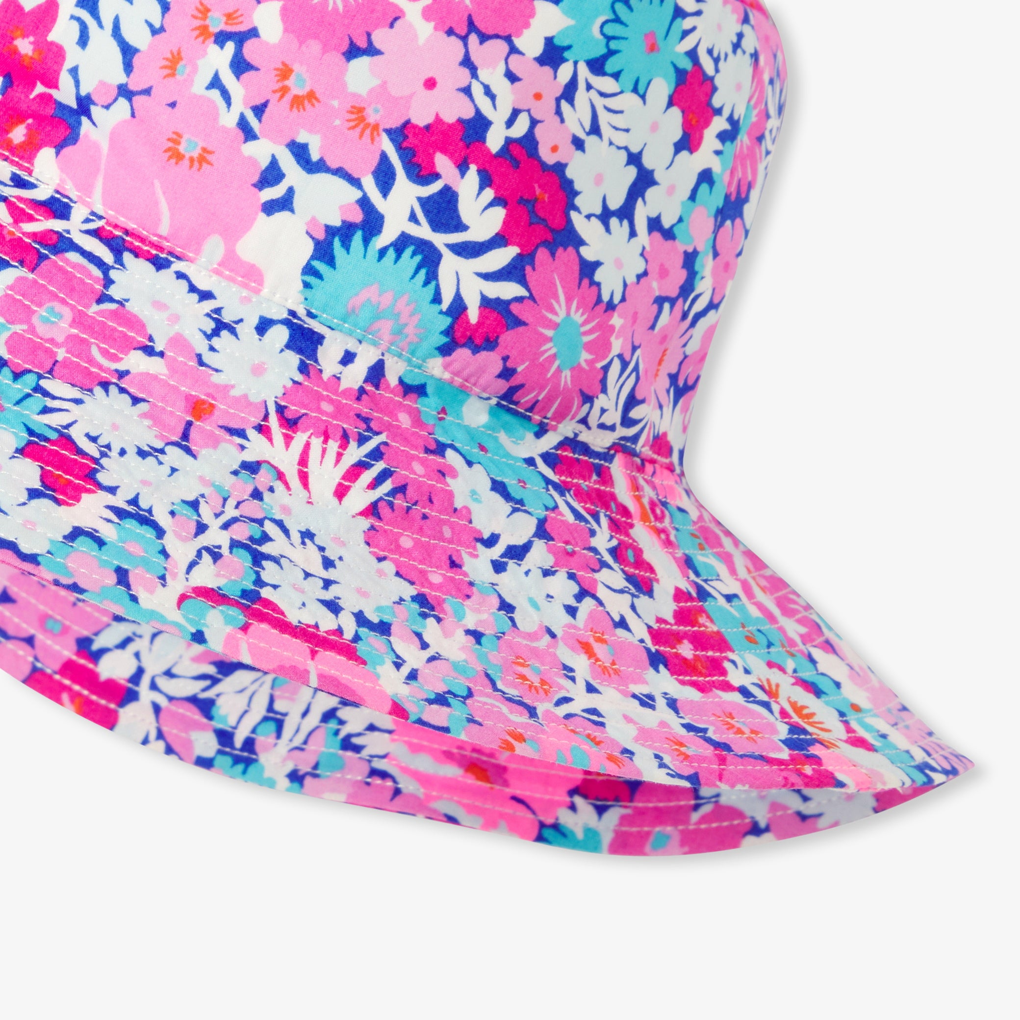Girl large brim hat in Liberty fabric