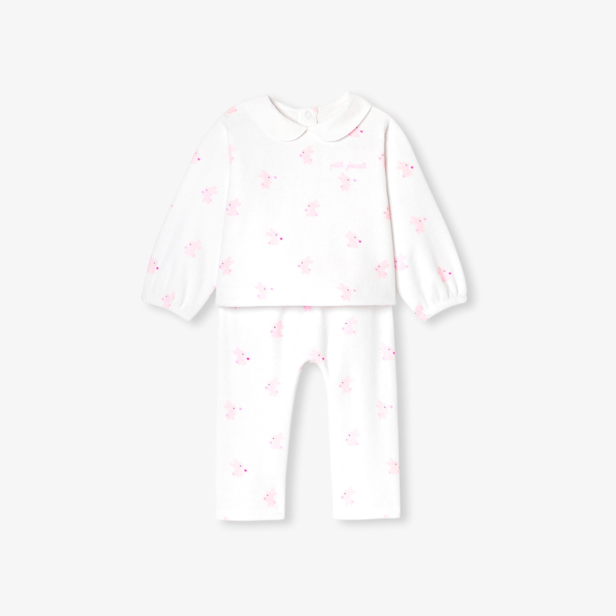 Baby girl velvet bunny pajamas