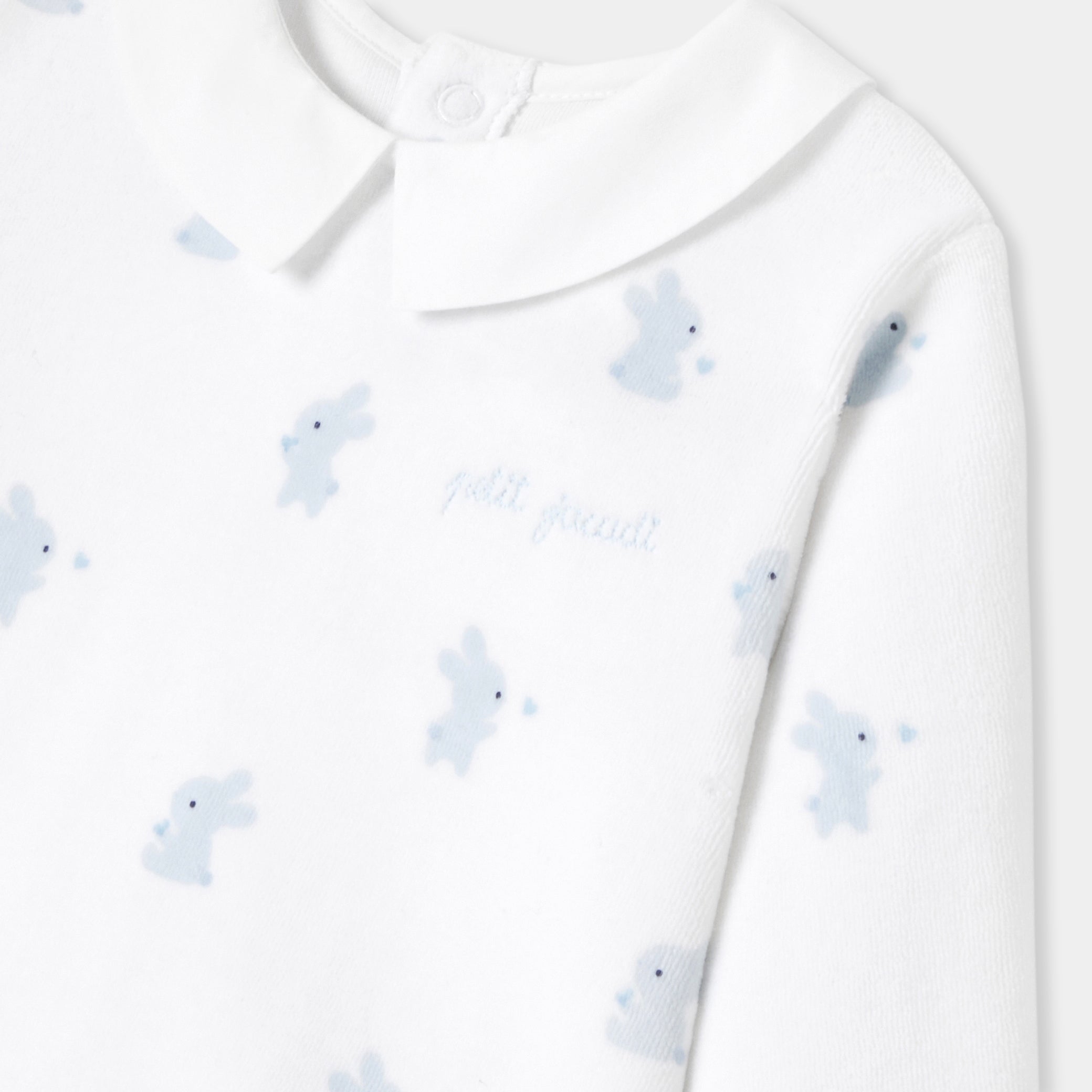 Baby boy velvet pajamas with bunny motif