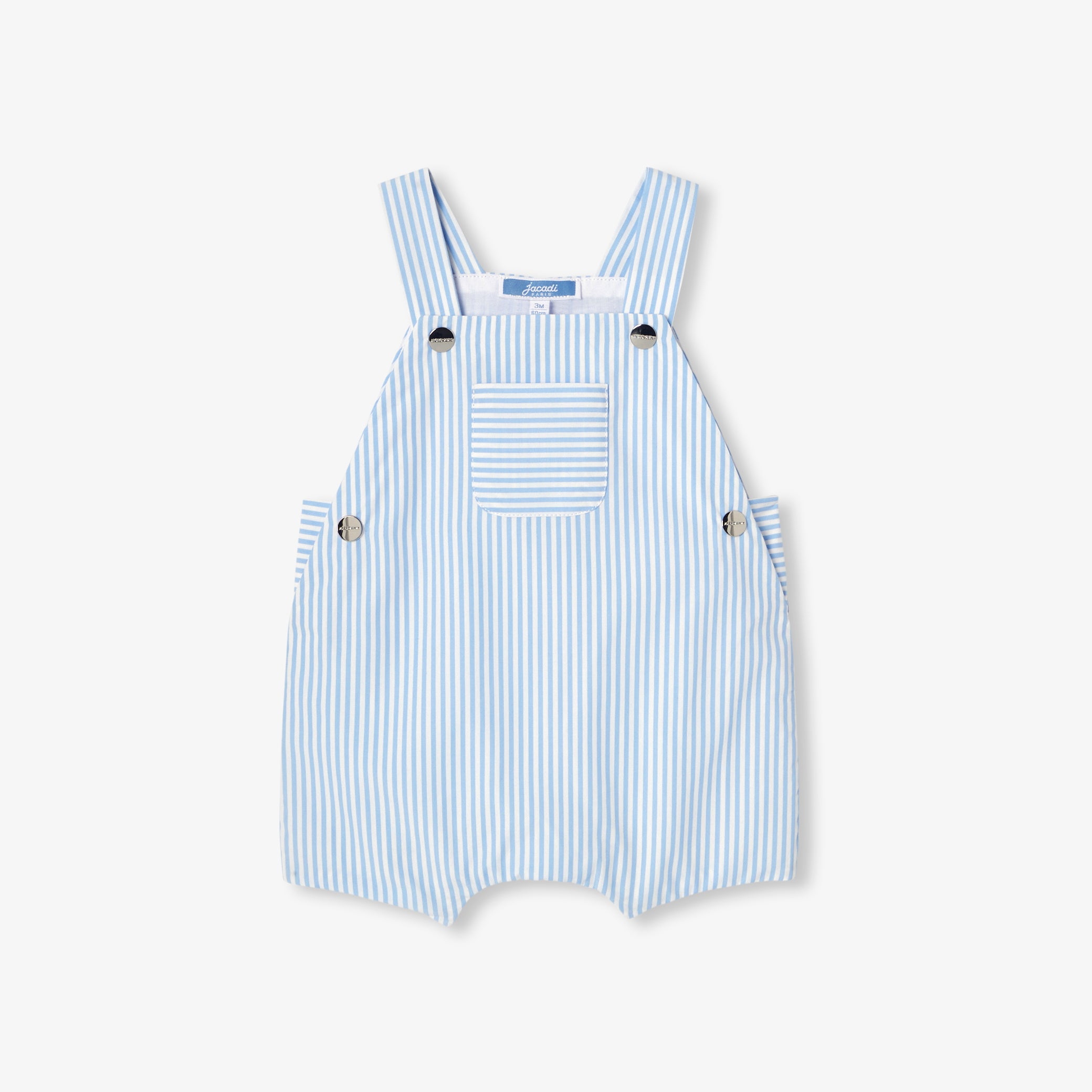 Baby boy short dungarees in striped poplin