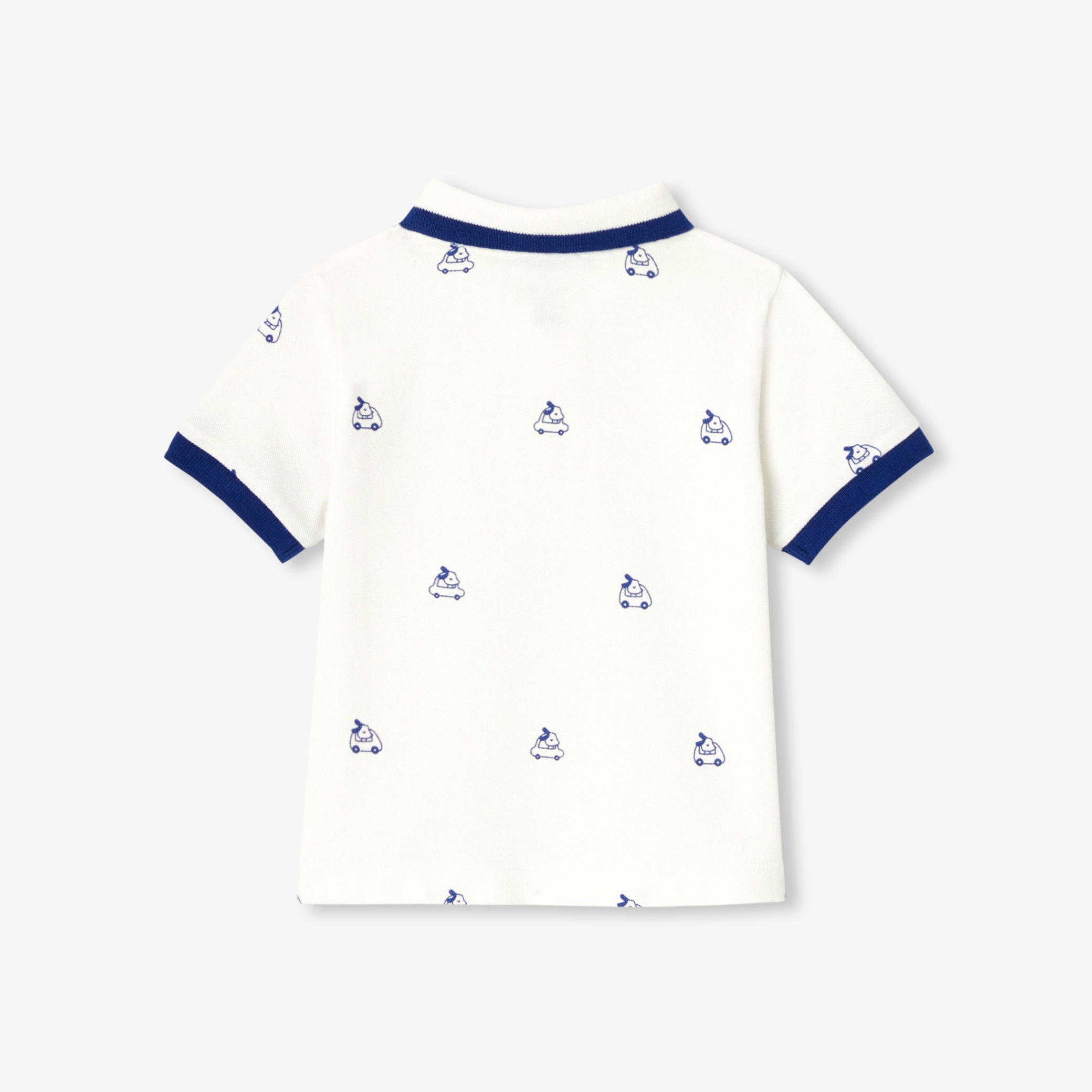 Baby boy polo shirt in printed cotton piqué