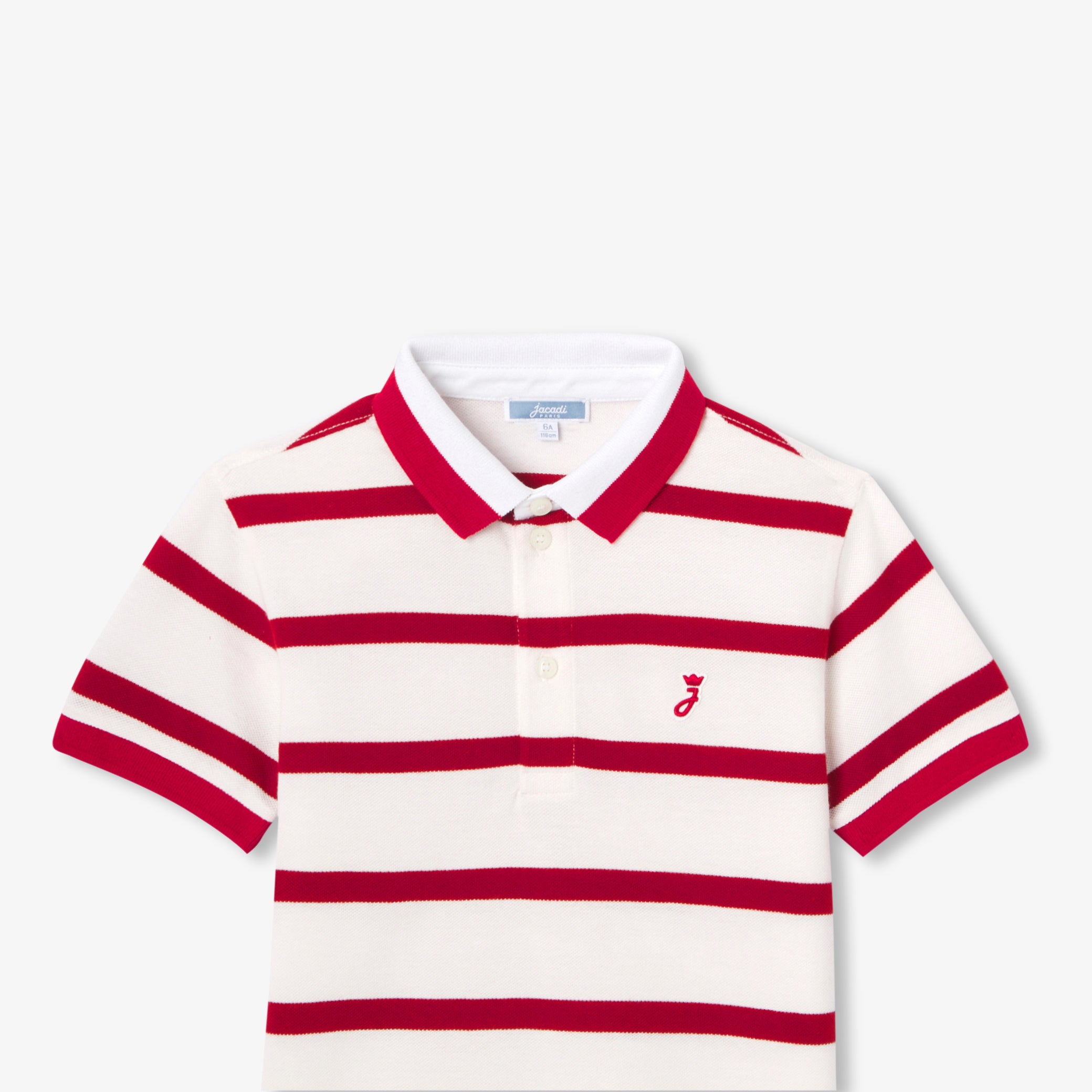 Boys' striped cotton piqué polo shirt