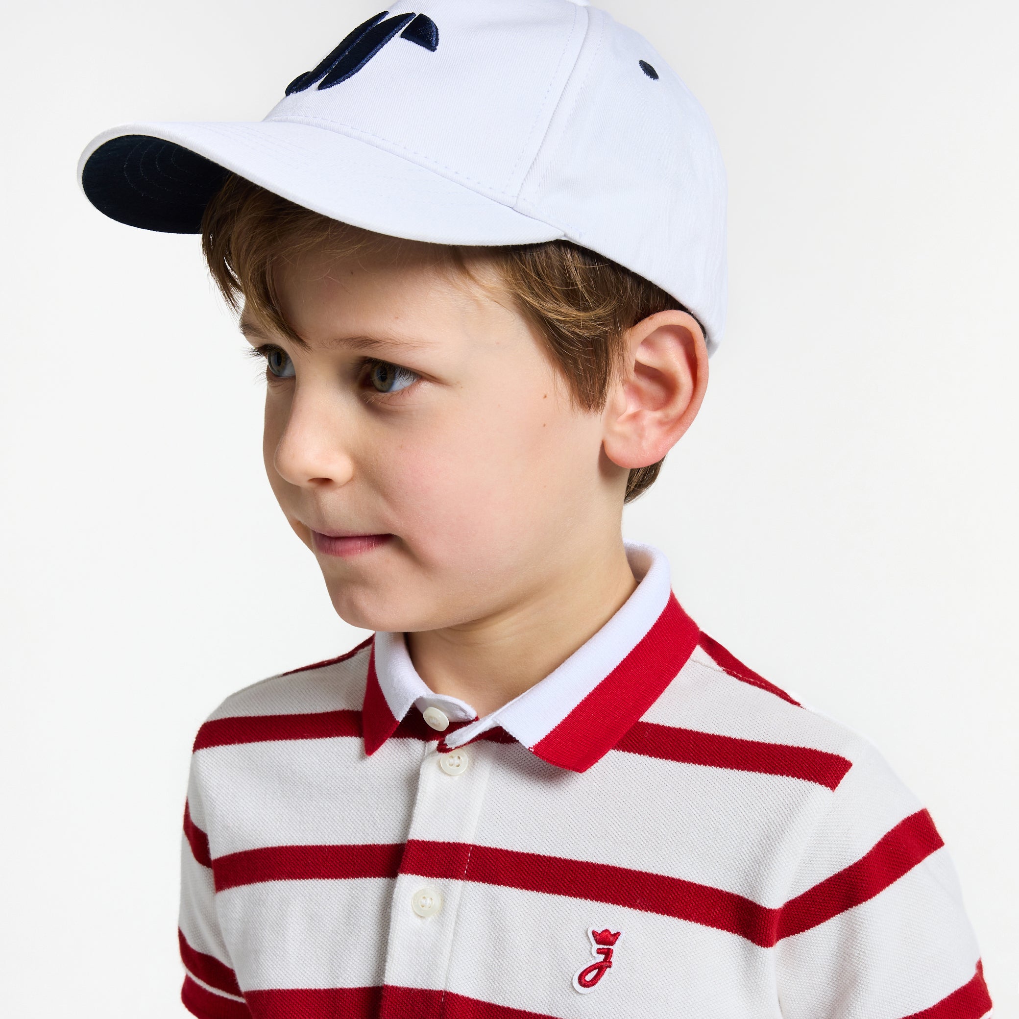 Boys' striped cotton piqué polo shirt