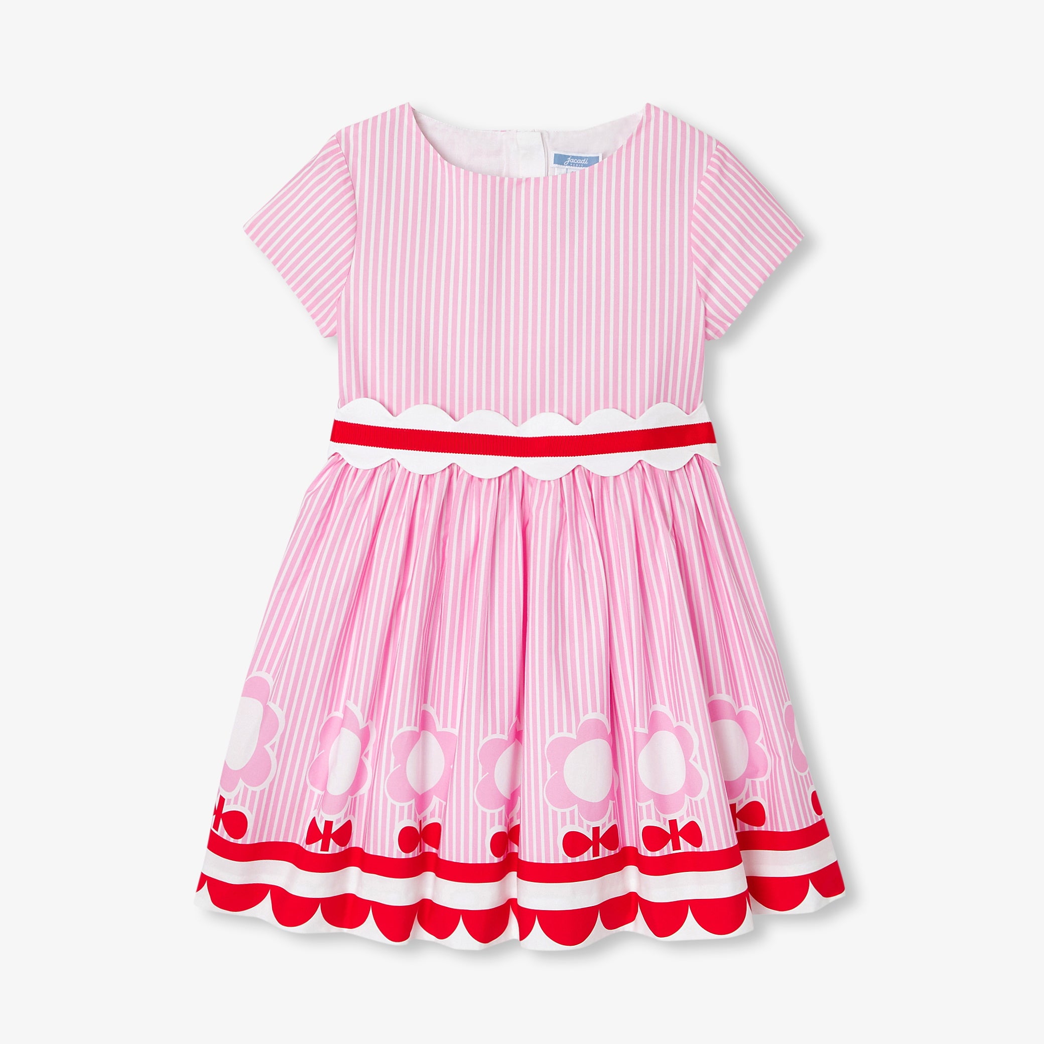 Girls' striped poplin dress