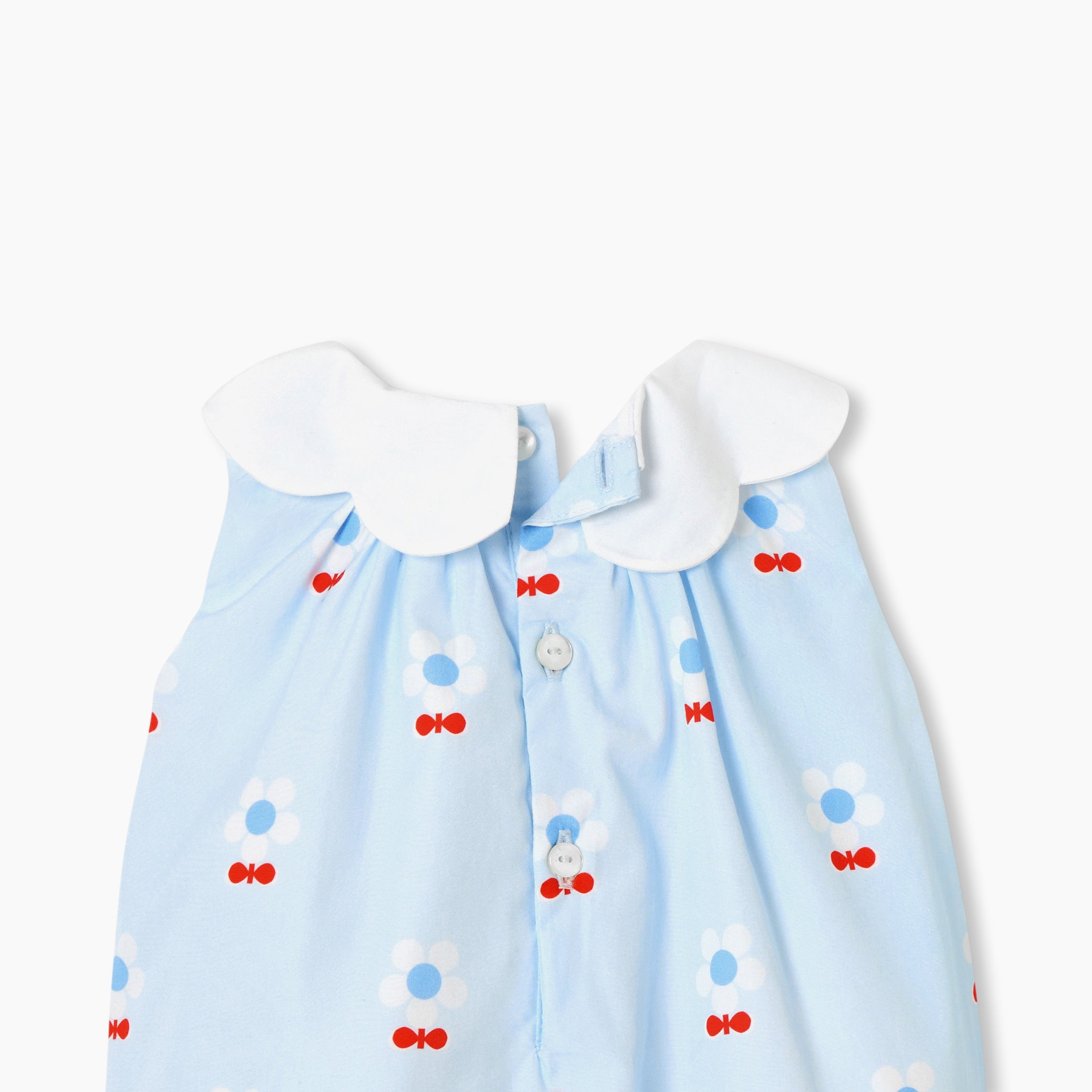 Baby girl romper in cotton poplin