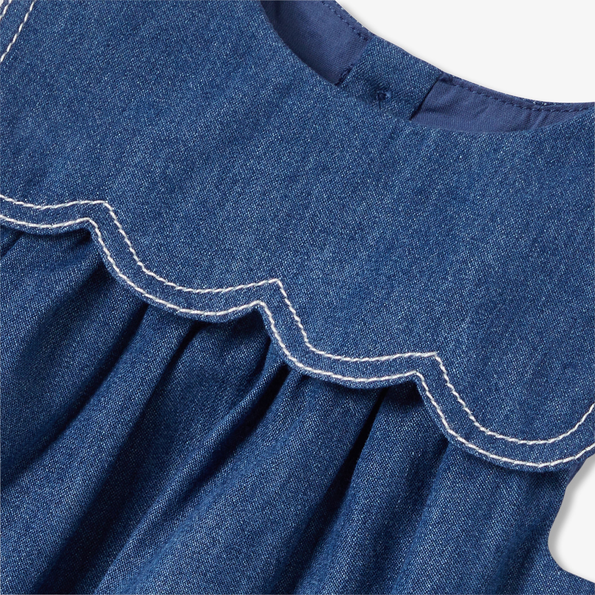 Baby girl pinafore dress in lightweight denim