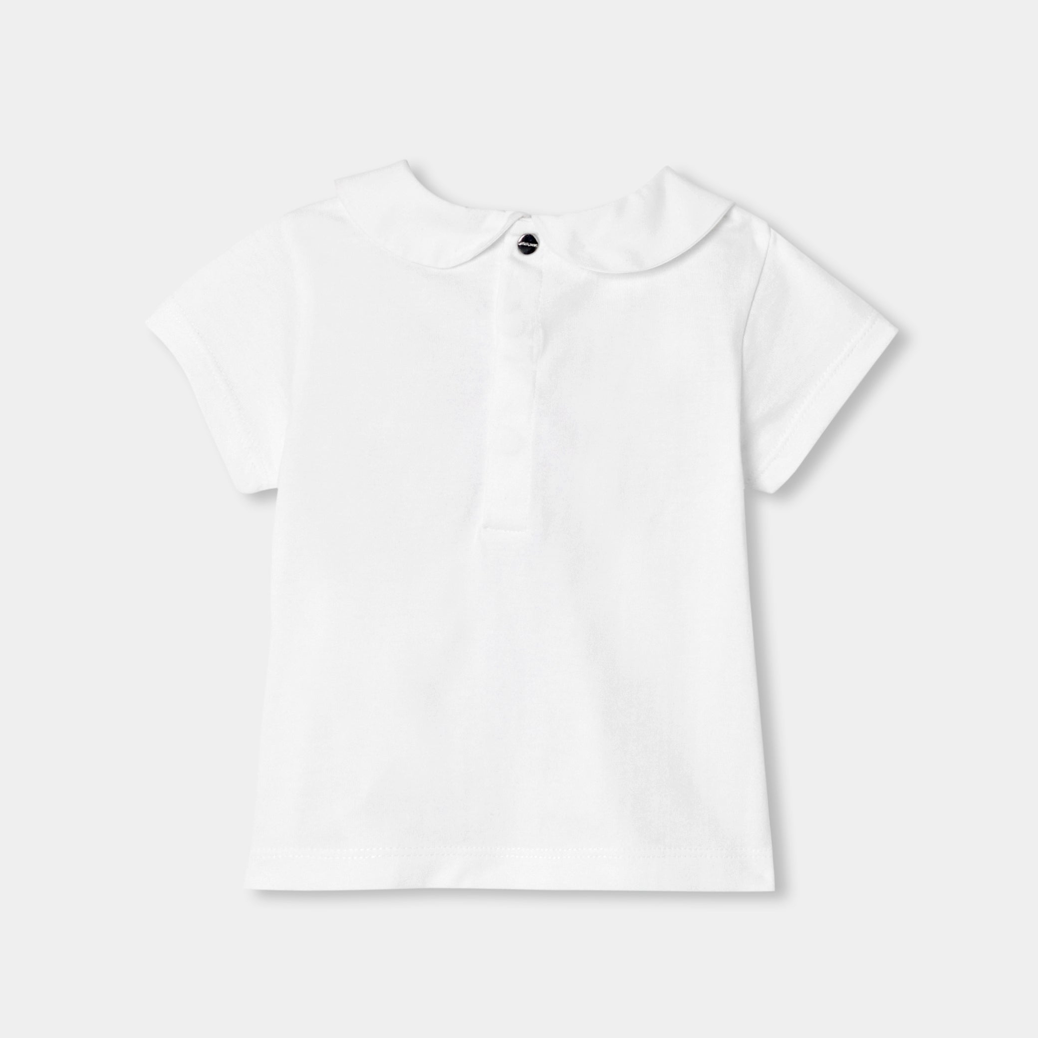 Baby girl cotton T-shirt with Peter Pan collar