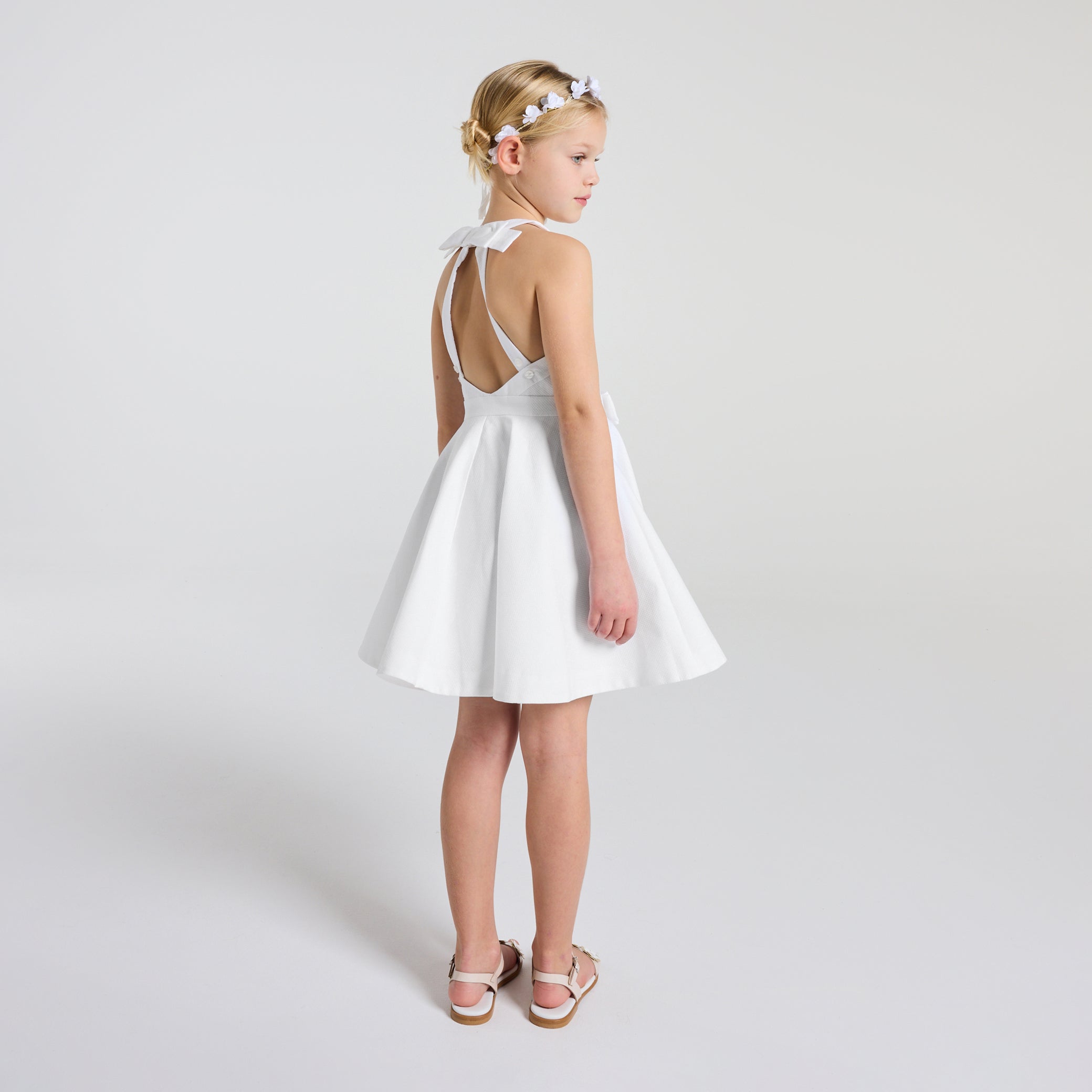 Children's formal dress for girls in honeycomb cotton