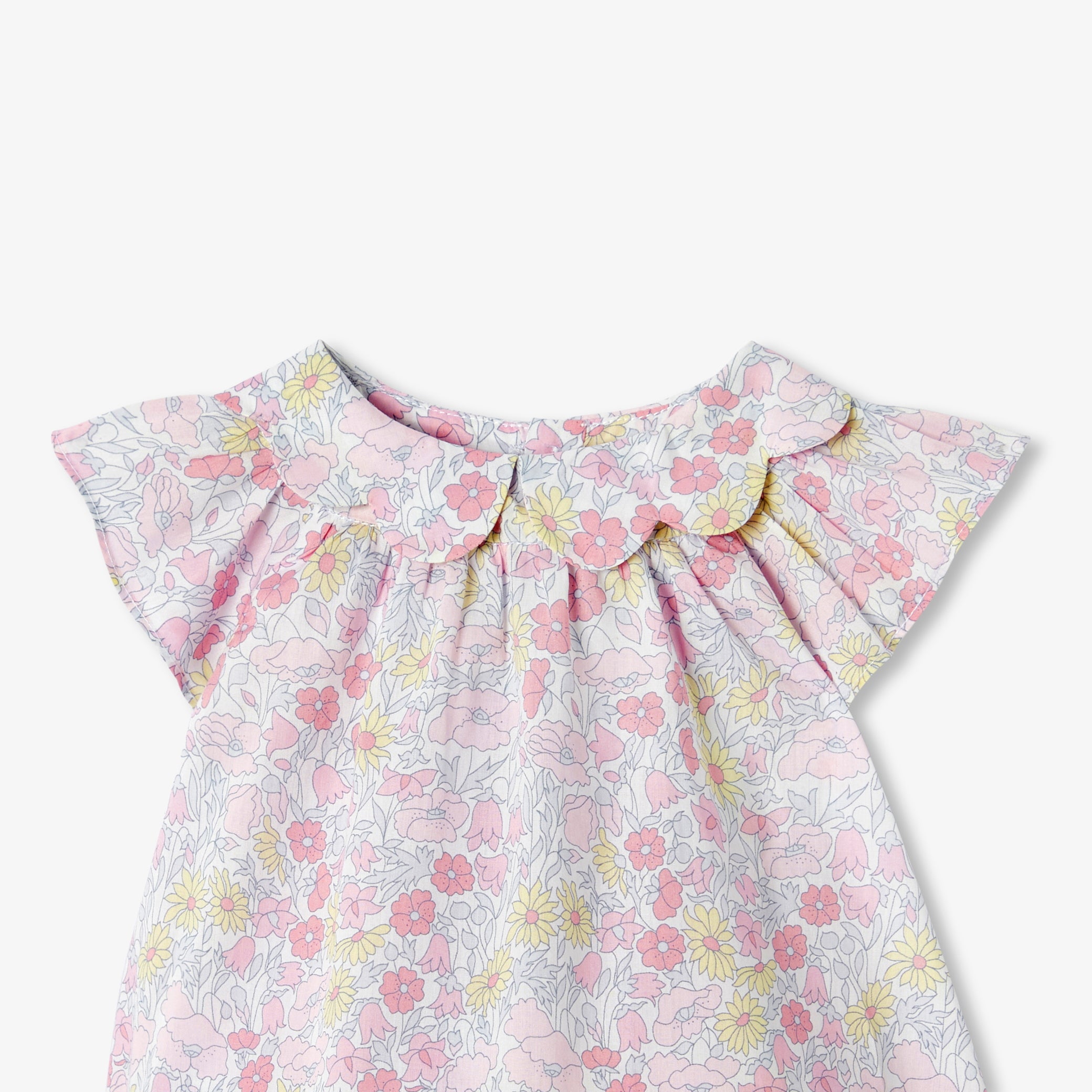 Baby girl ensemble in Liberty fabric and linen