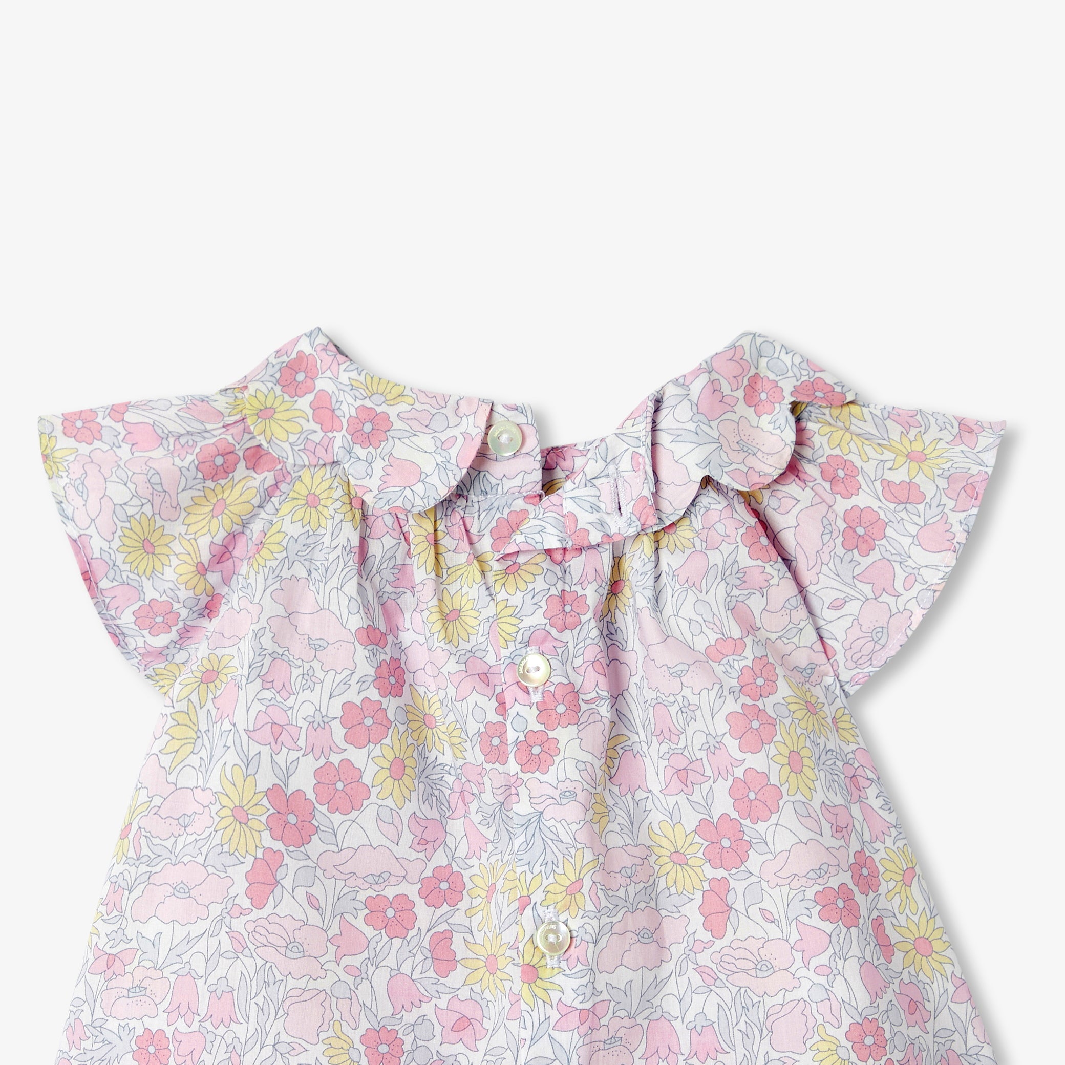 Baby girl ensemble in Liberty fabric and linen