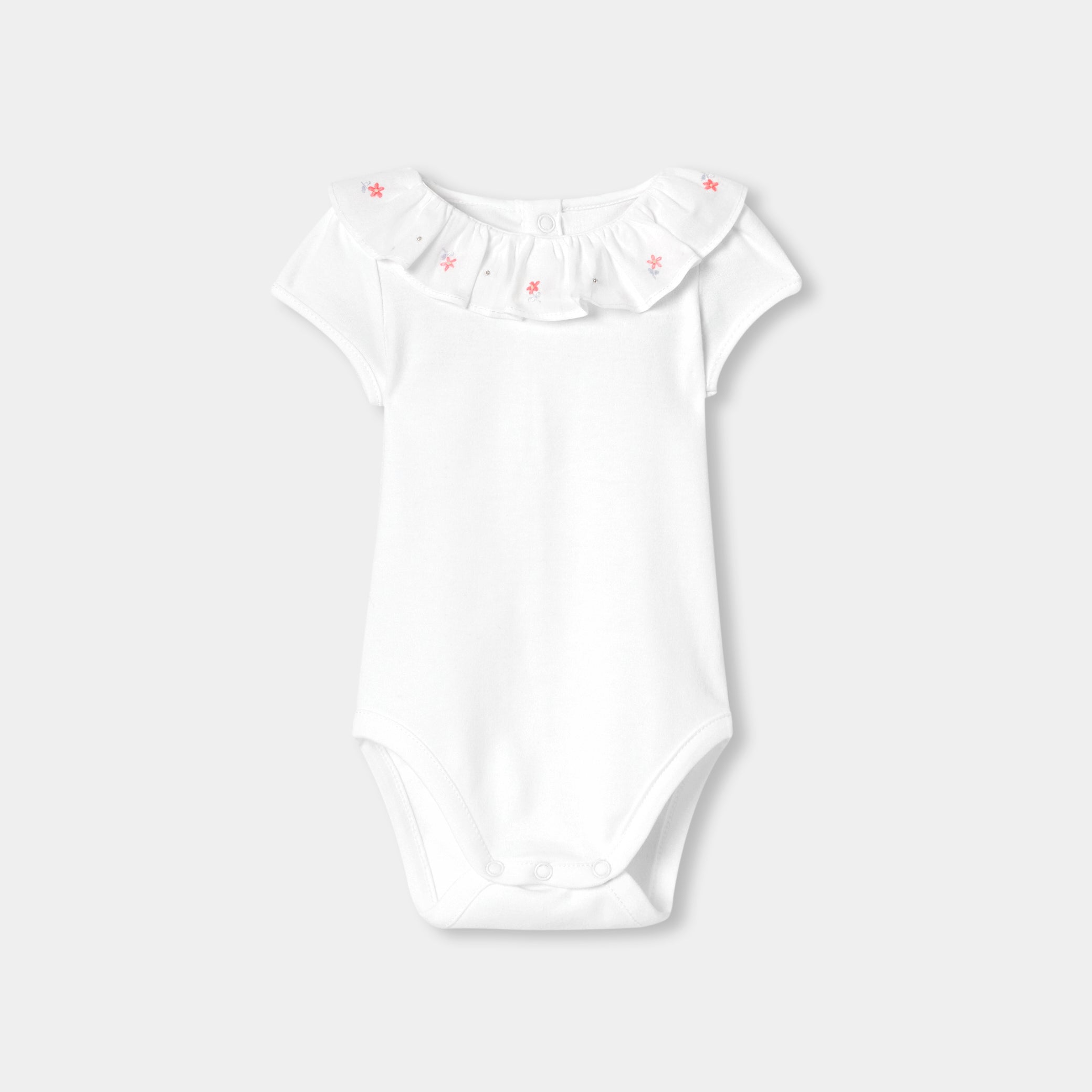 Baby girl short-sleeved interlock cotton bodysuit