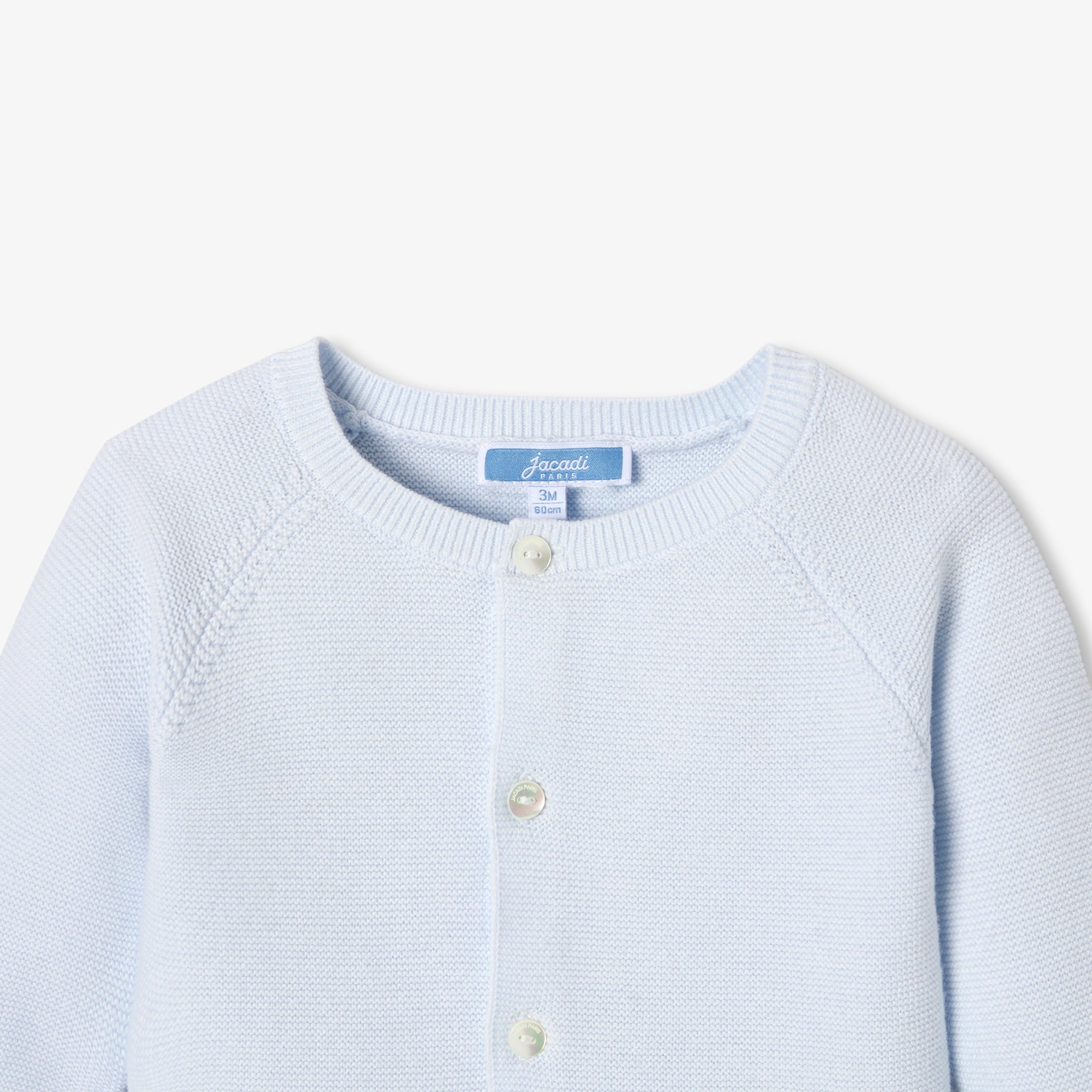 Baby cardigan in garter stitch cotton