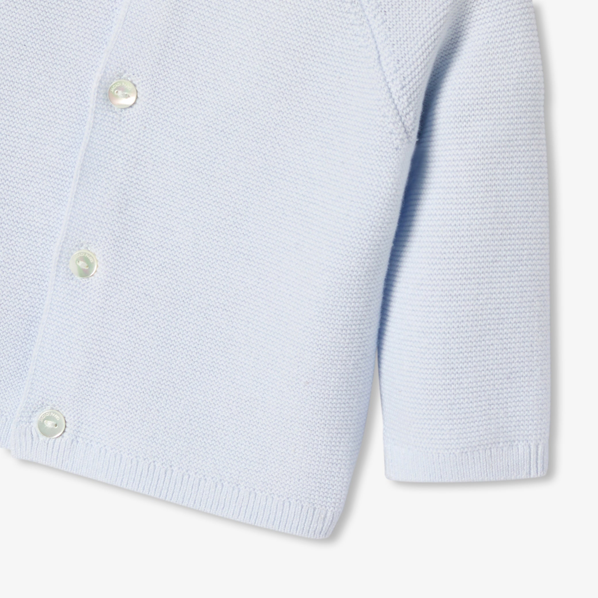 Baby cardigan in garter stitch cotton