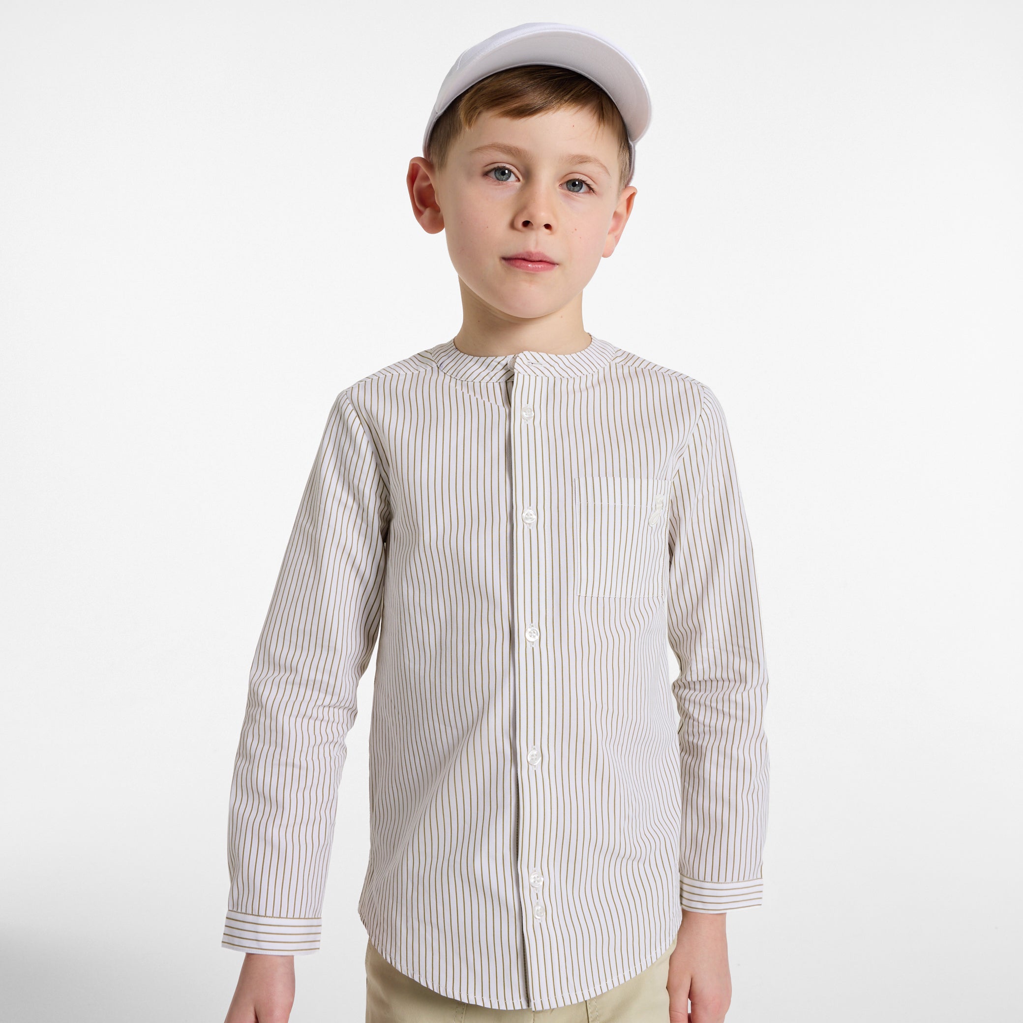 Boys' striped poplin shirt