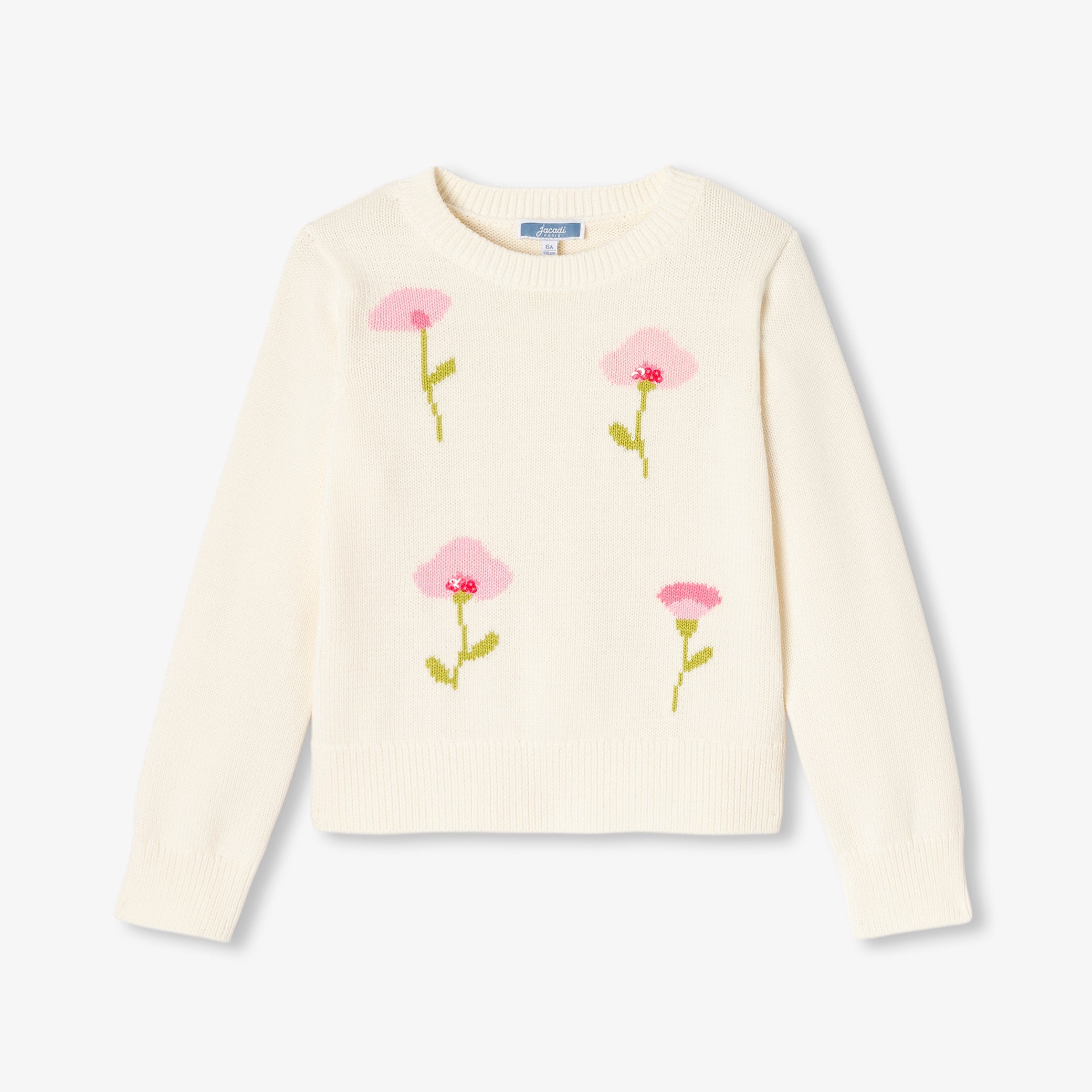 Children's cotton sweater with flower pattern
