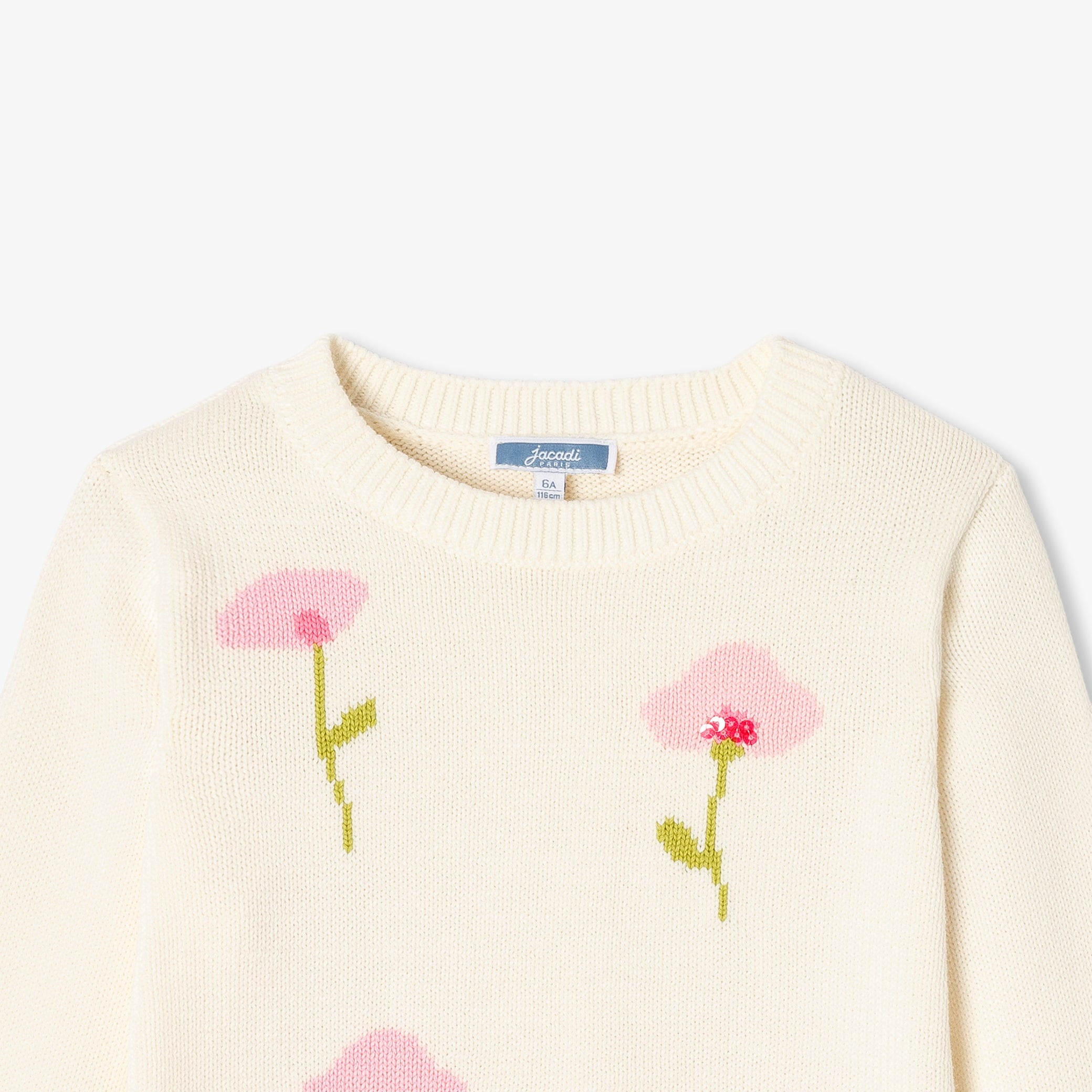 Children's cotton sweater with flower pattern