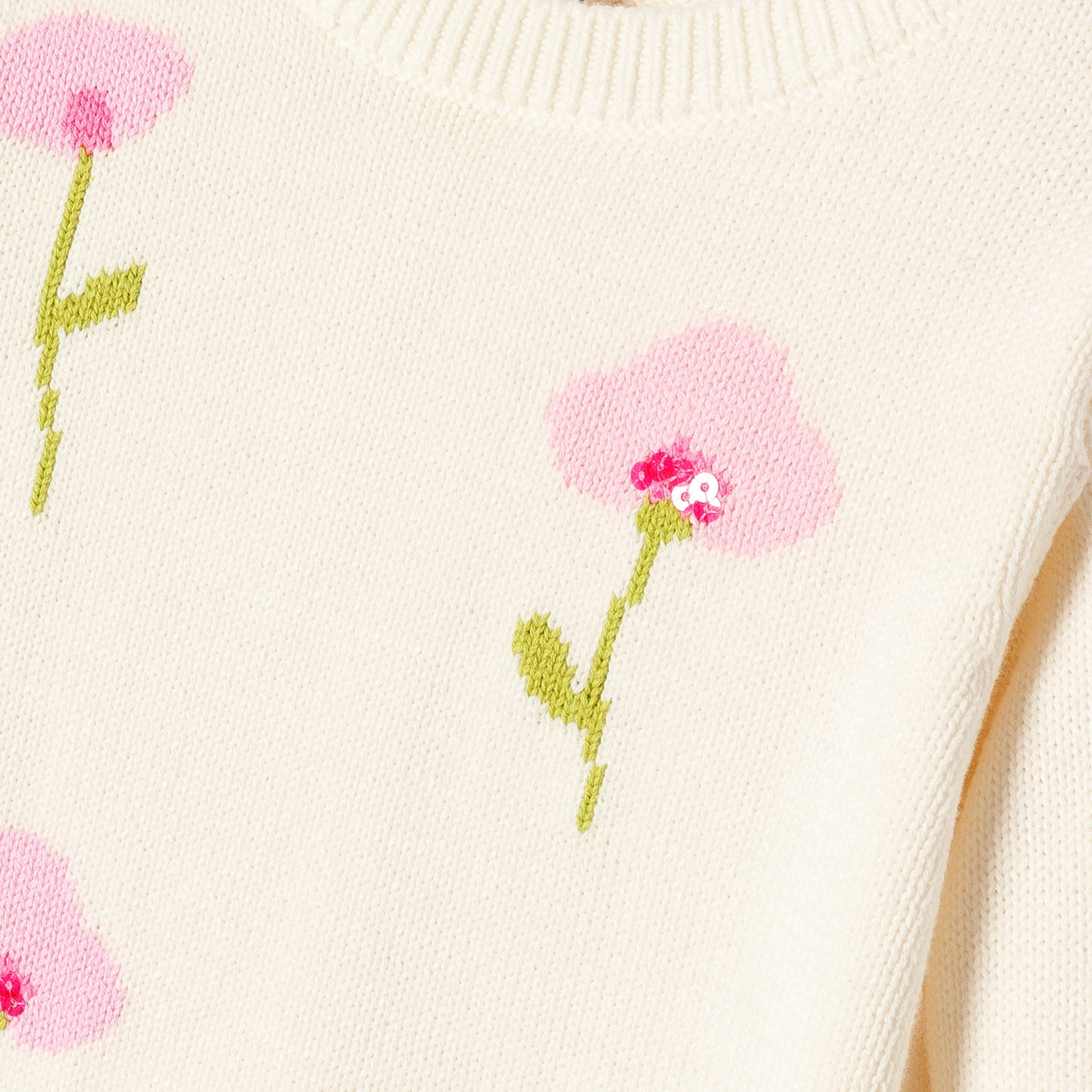 Children's cotton sweater with flower pattern