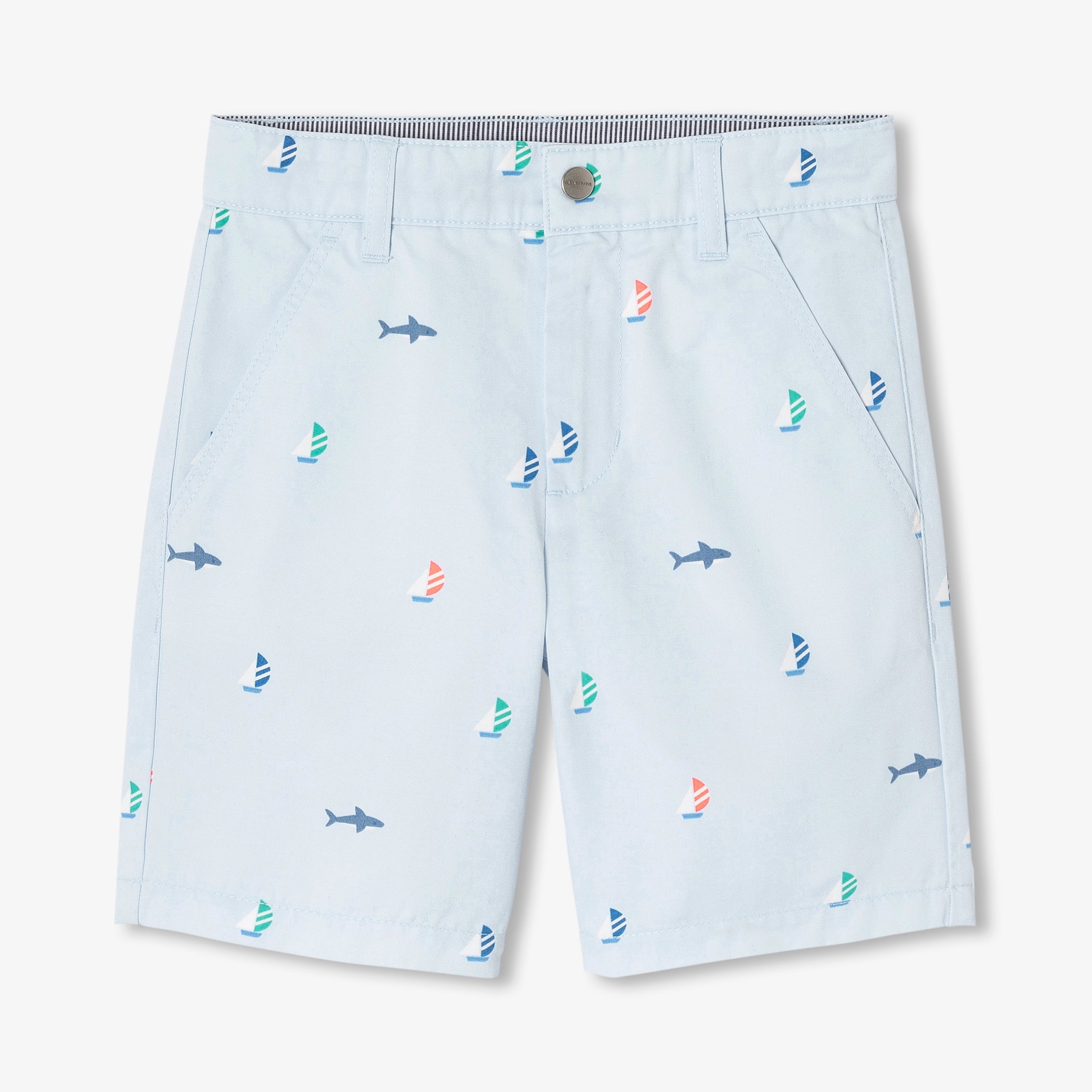 Boys' printed twill Bermuda shorts