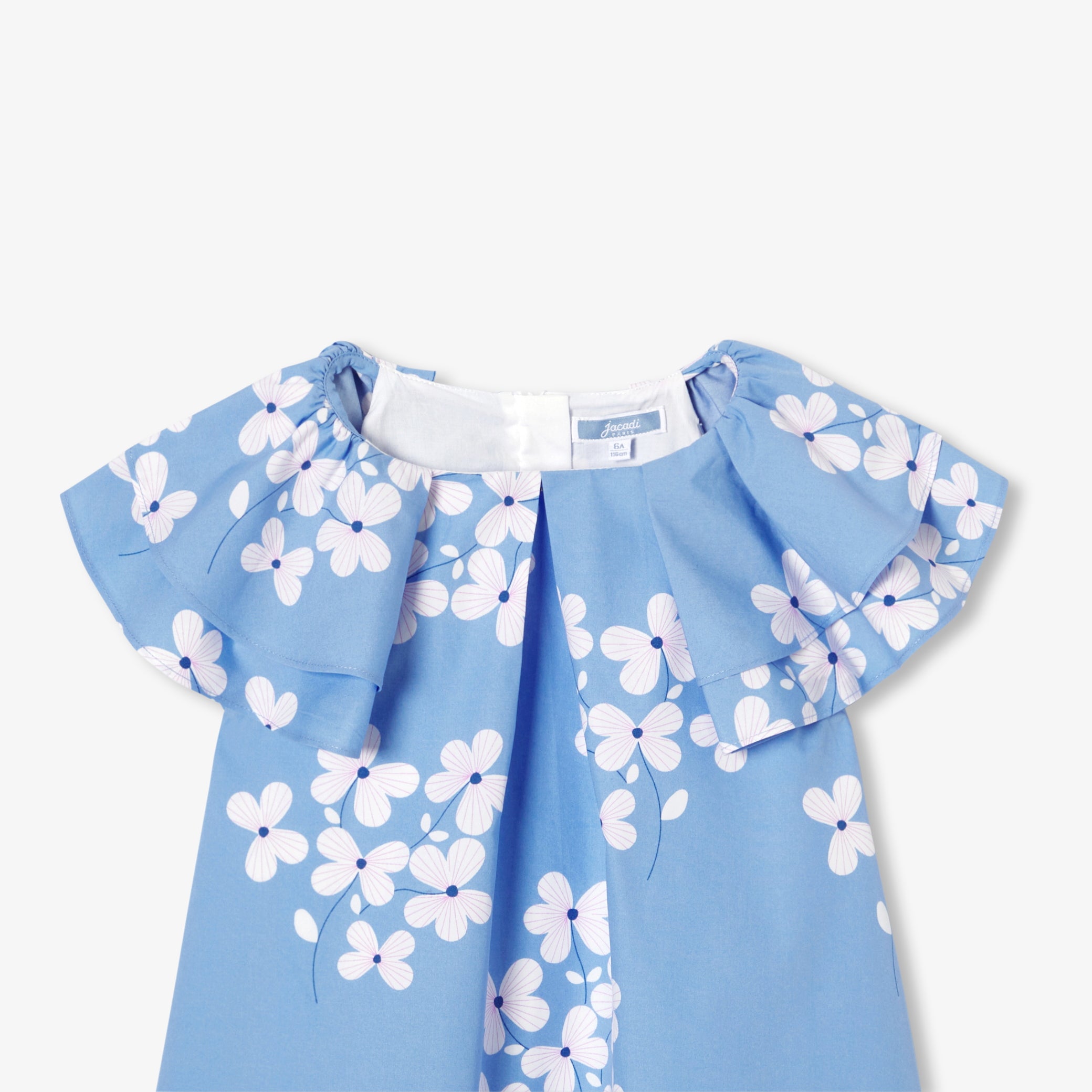 Girls' poplin dress with floral print