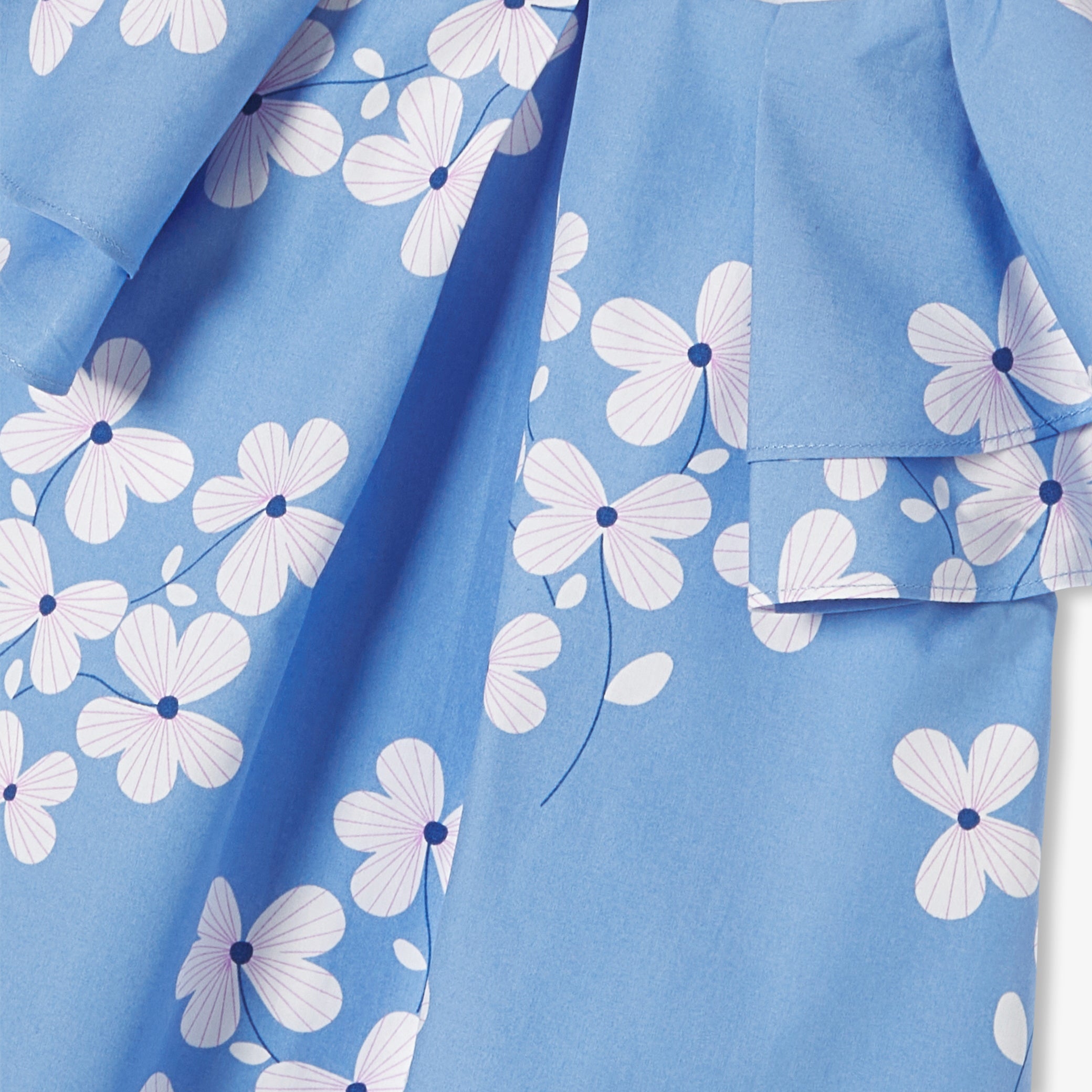 Girls' poplin dress with floral print