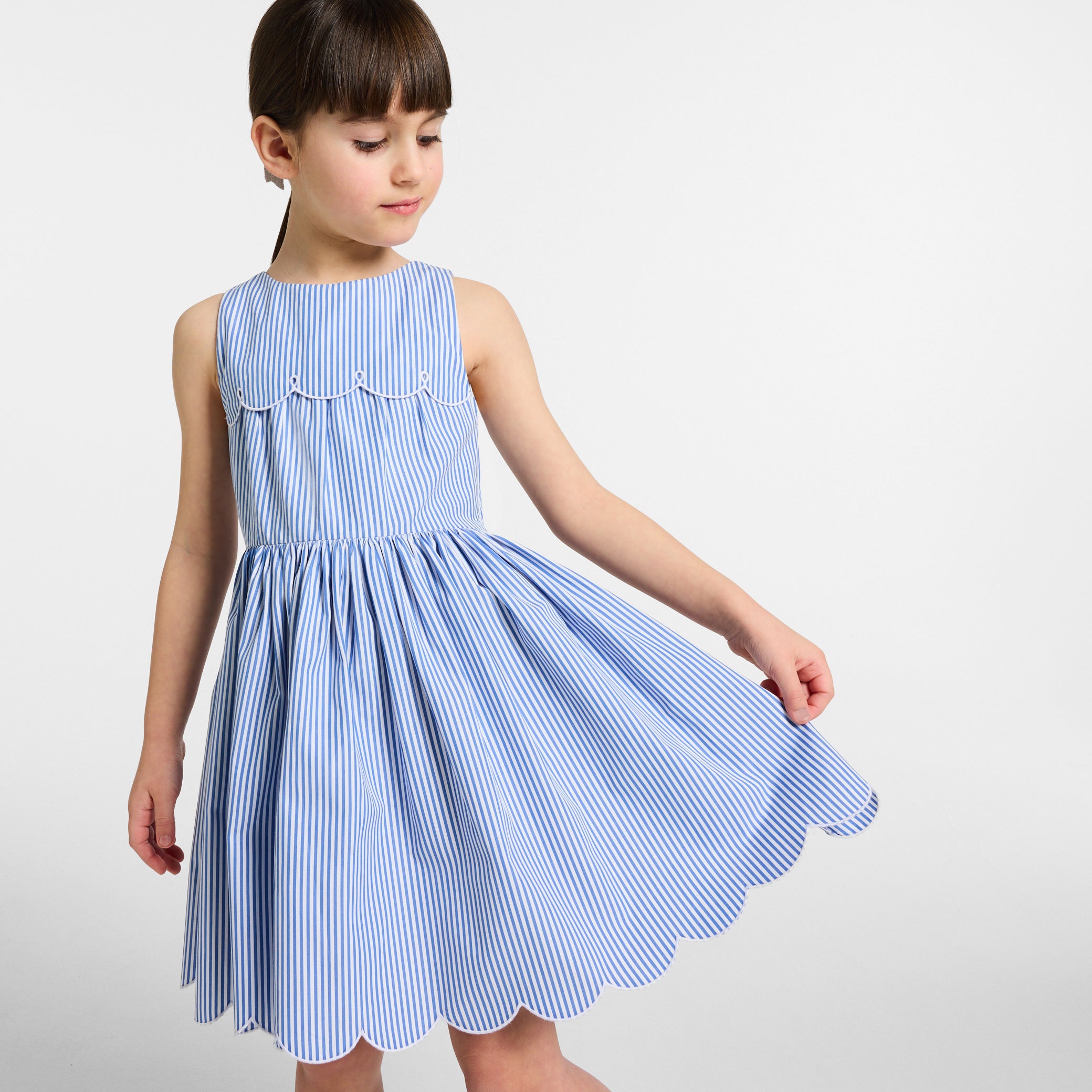 Girls' striped poplin dress
