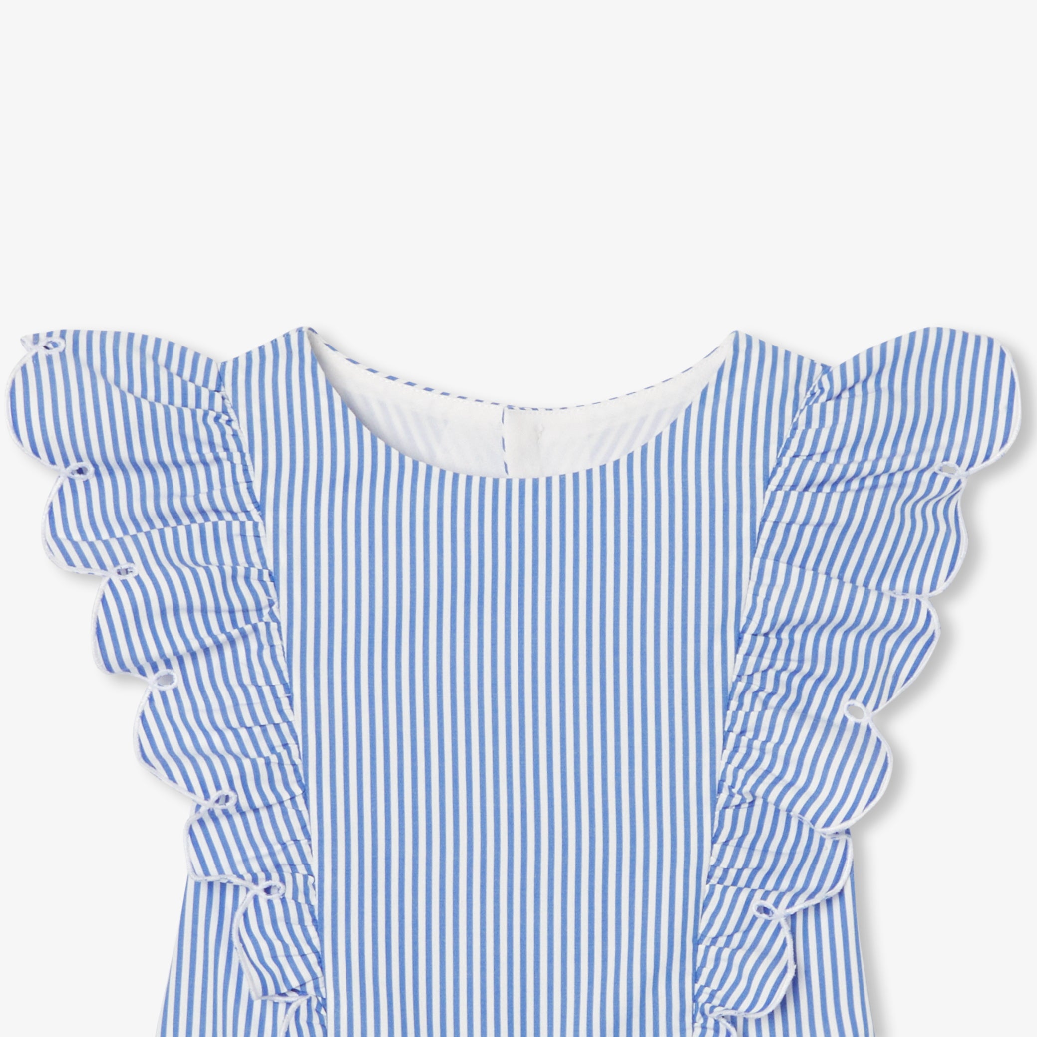 Girls' striped poplin playsuit