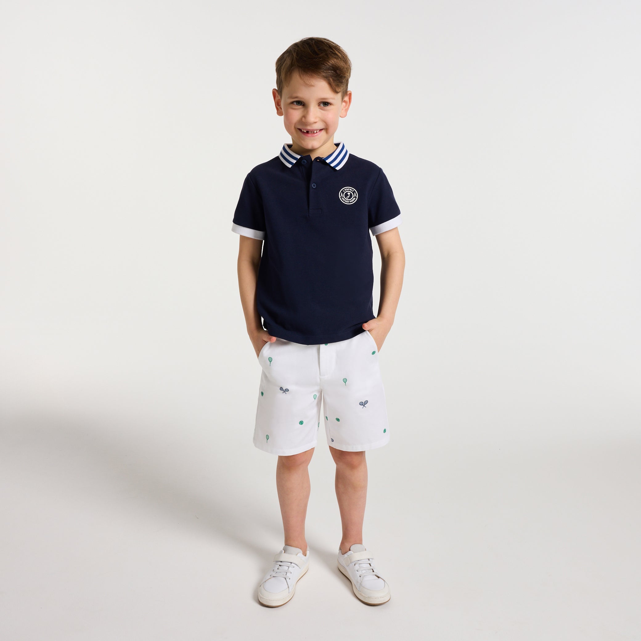 Boys' printed twill Bermuda shorts