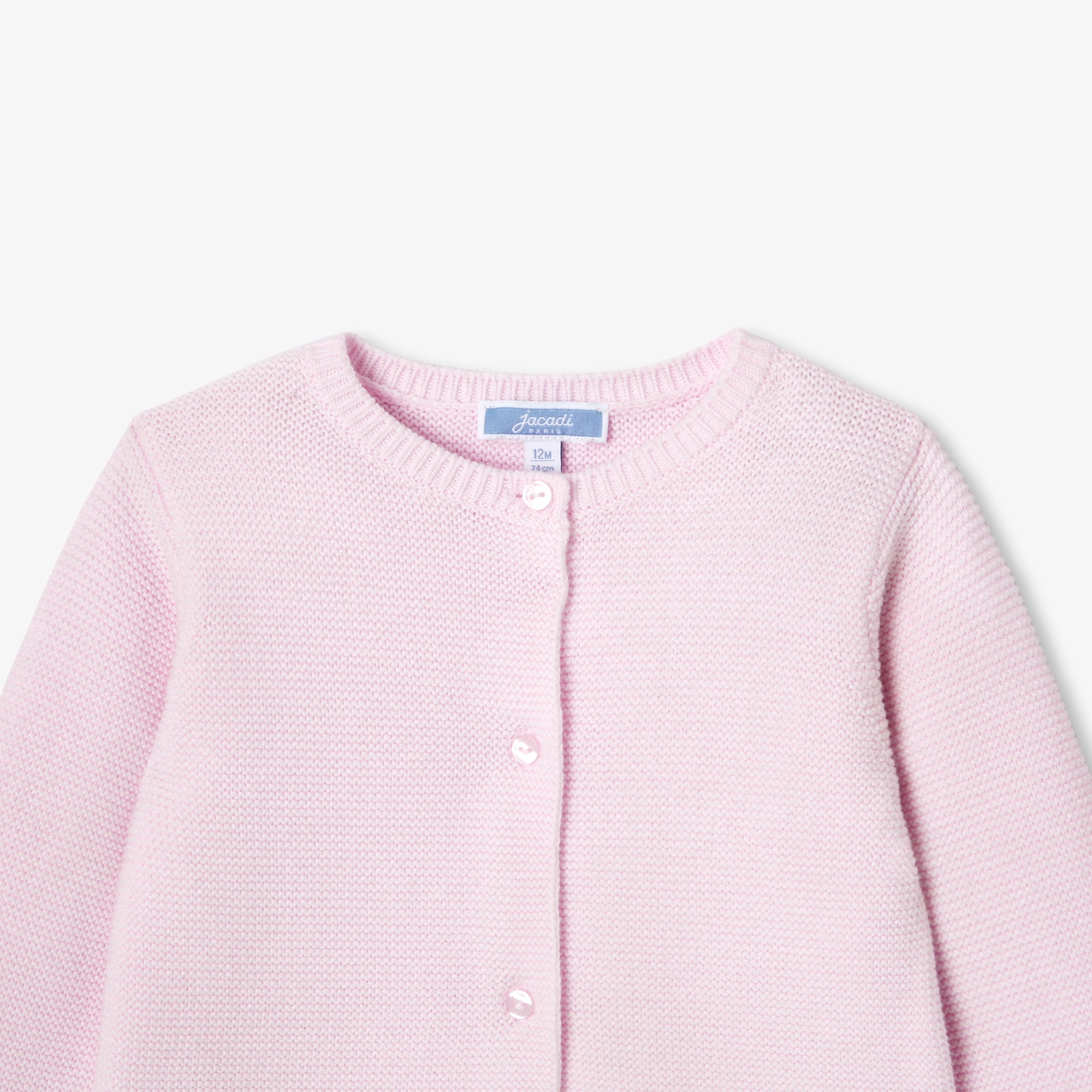 Baby girl cardigan in garter stitch