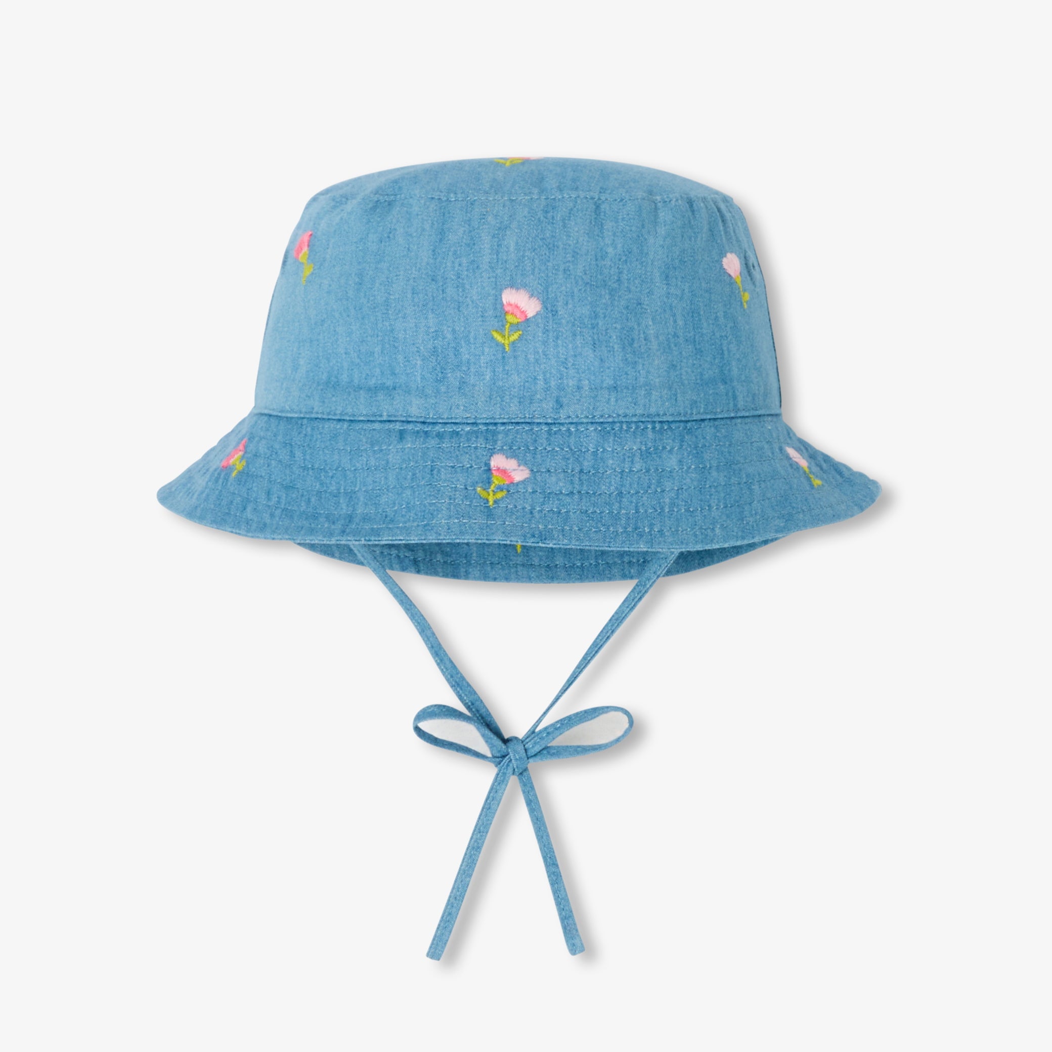 Baby girl denim bob with embroidered flowers