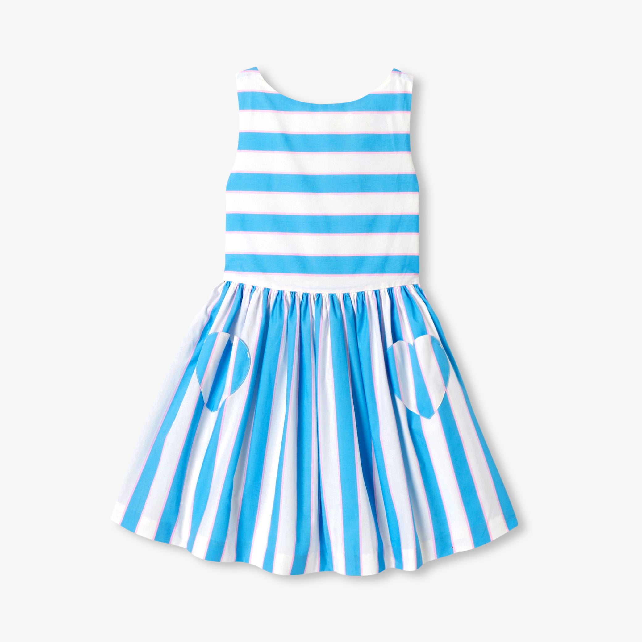 Girls' striped poplin dress